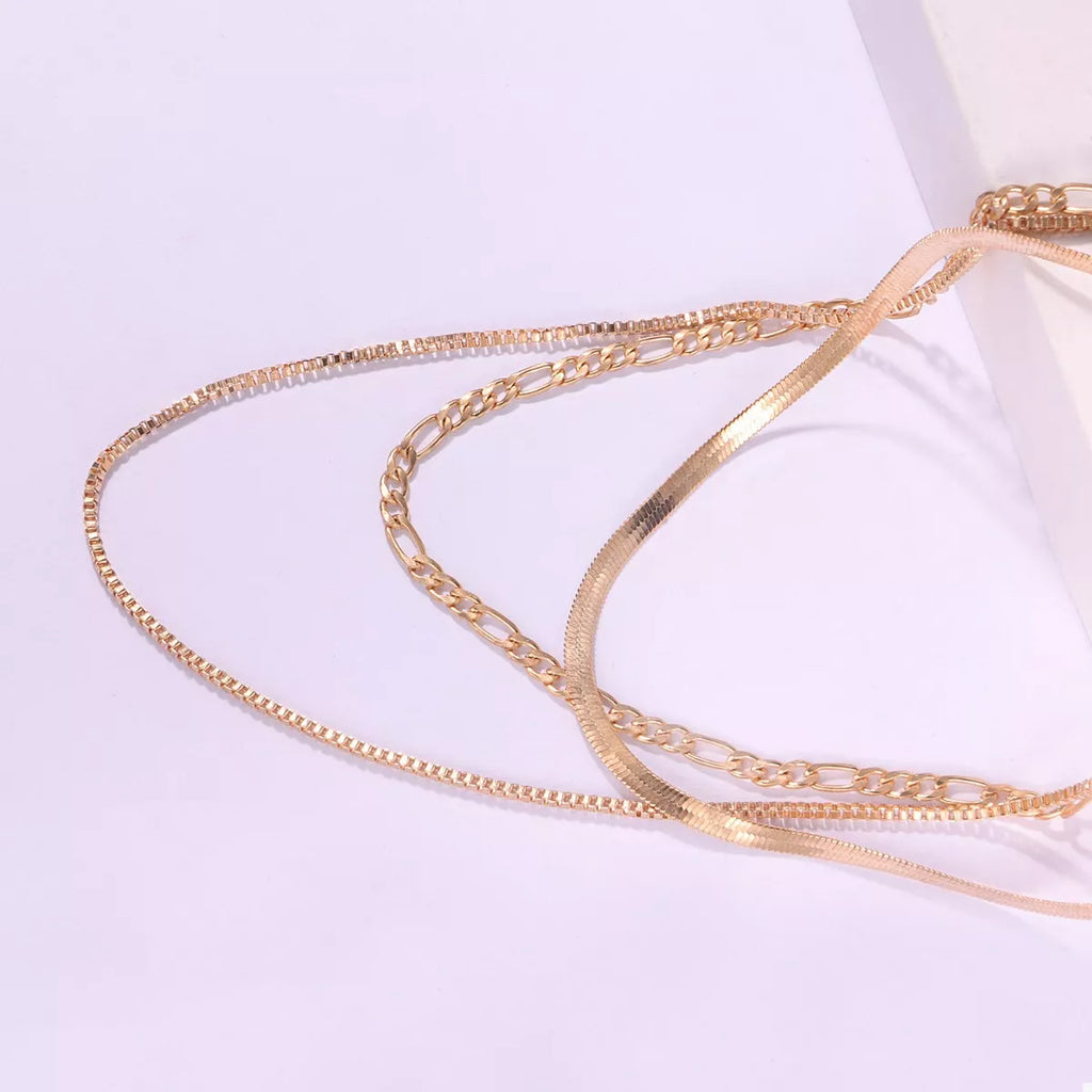 18K Gold-Plated Three-Layered Necklace