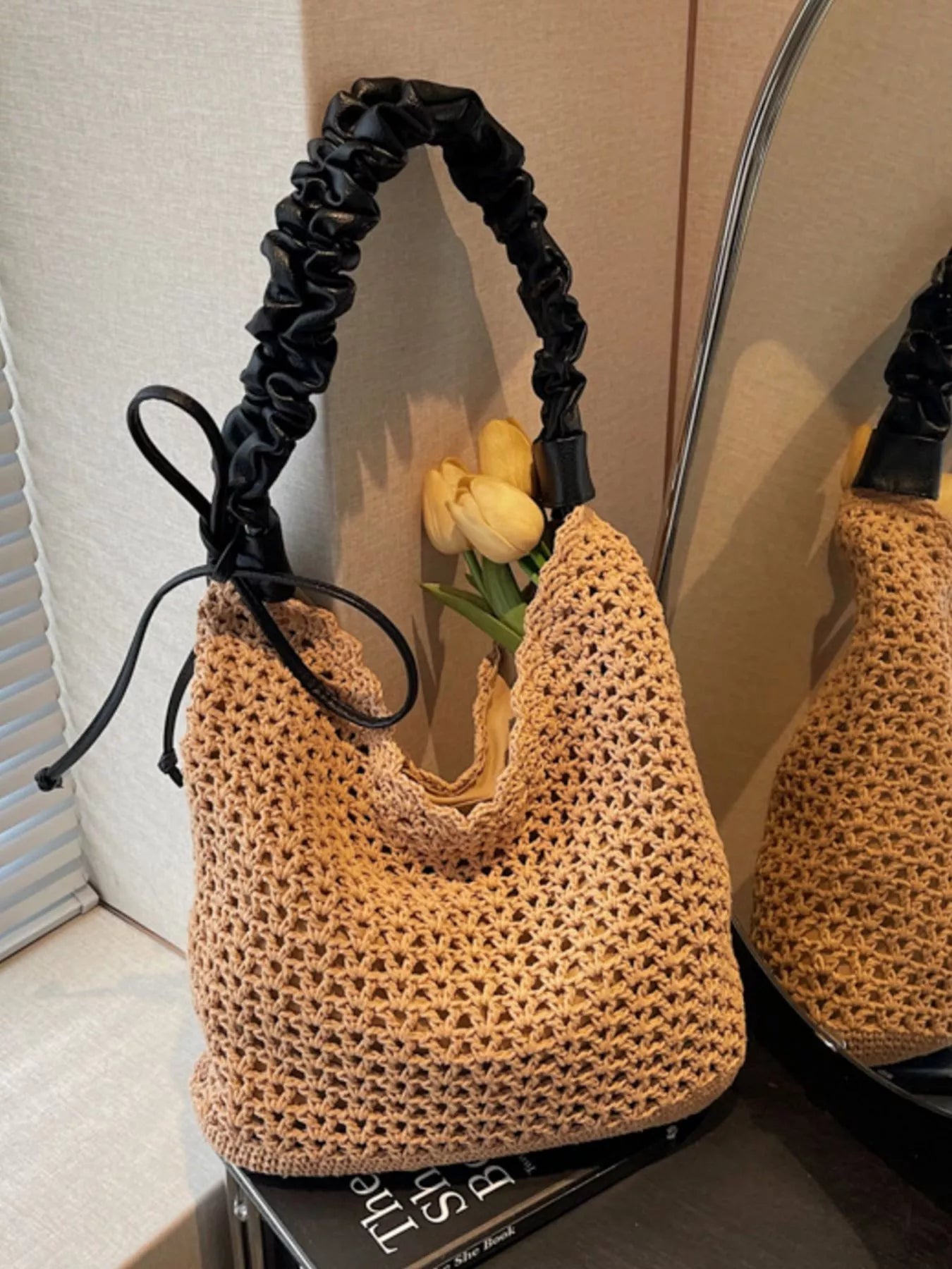 Crochet Shoulder Bag with Ruched Handle