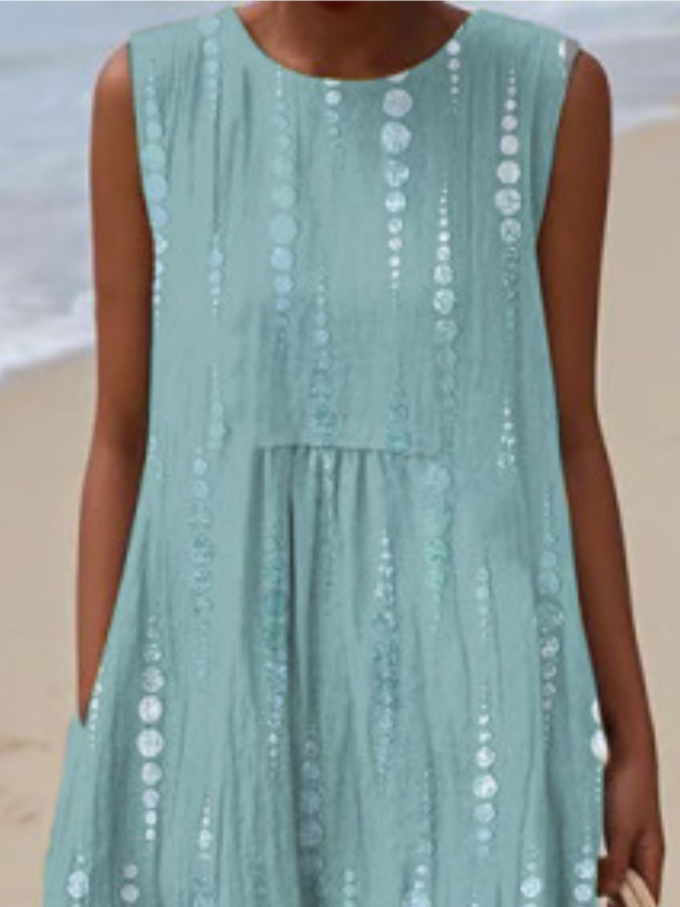 Full Size Round Neck Sleeveless Casual Midi Dress Plus Size