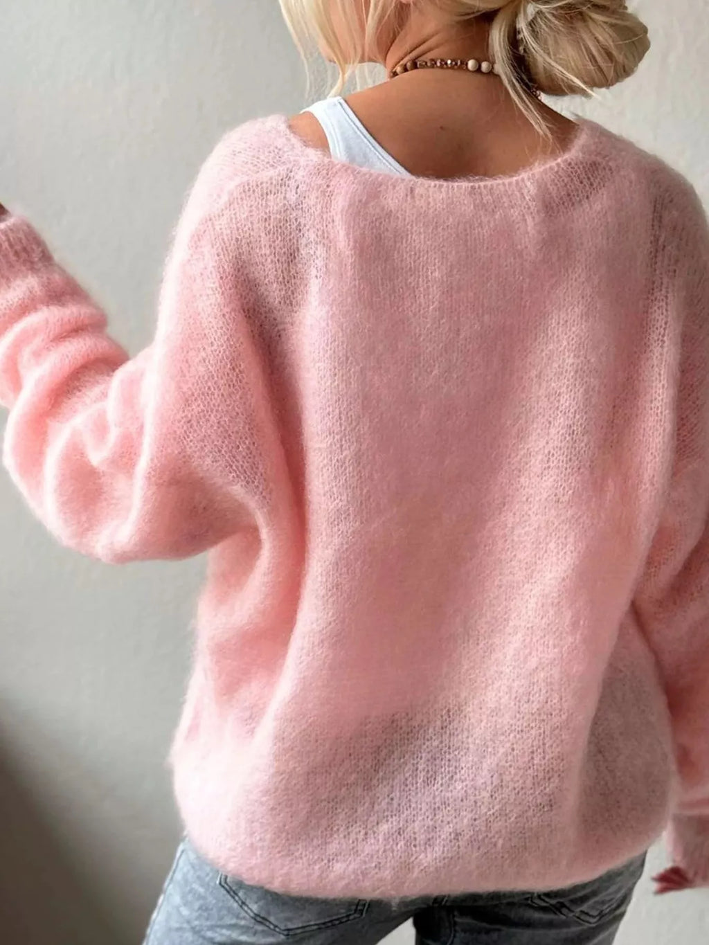 V-Neck Dropped Shoulder Sweater