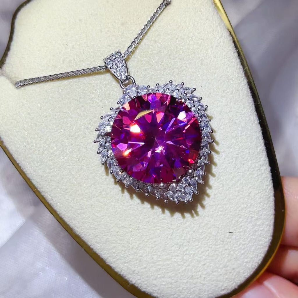 20 Carat Moissanite 925 Sterling Silver Pendant Necklace