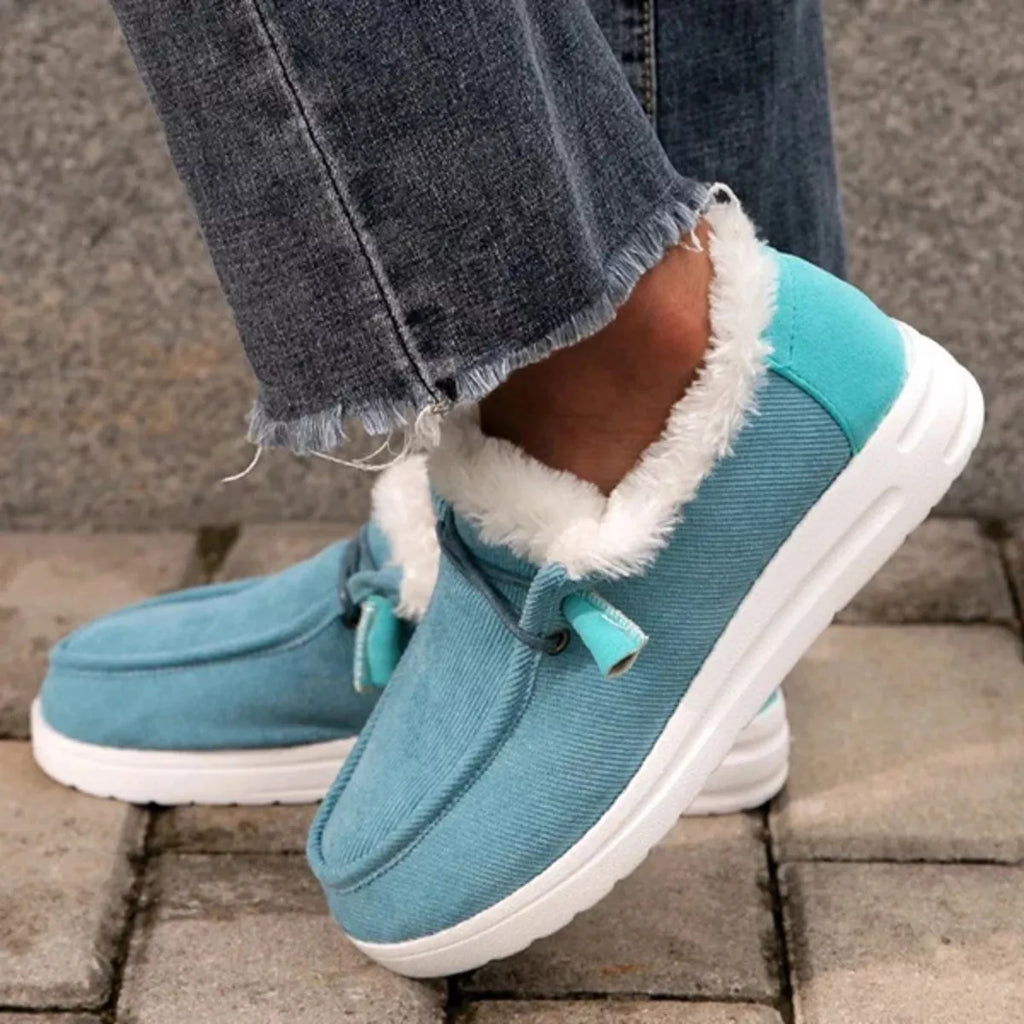 Fuzzy Lined Corduroy Slip-Ons