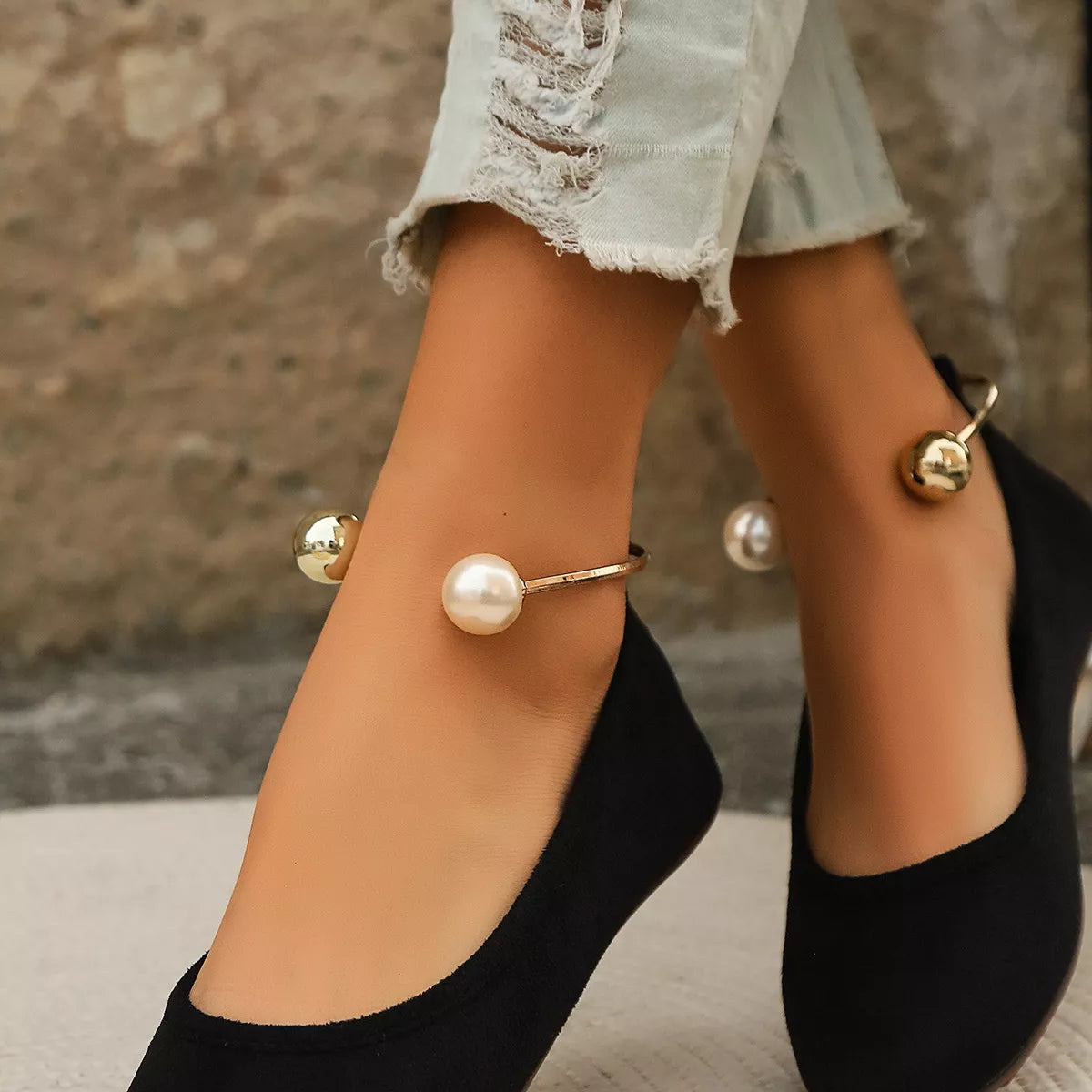 Pearl Ankle Strap Slip-Ons