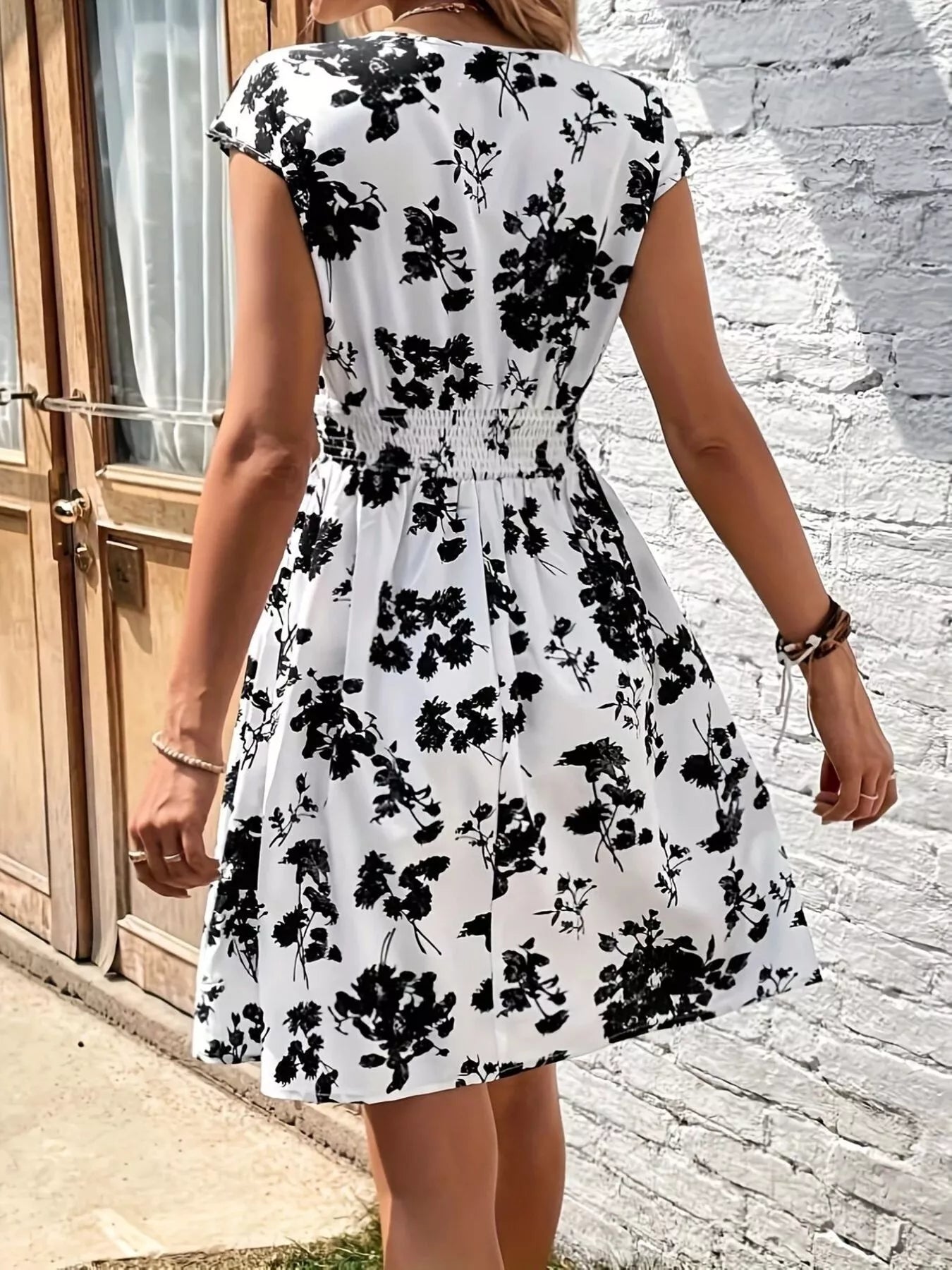 Floral Print Surplice Mini Dress