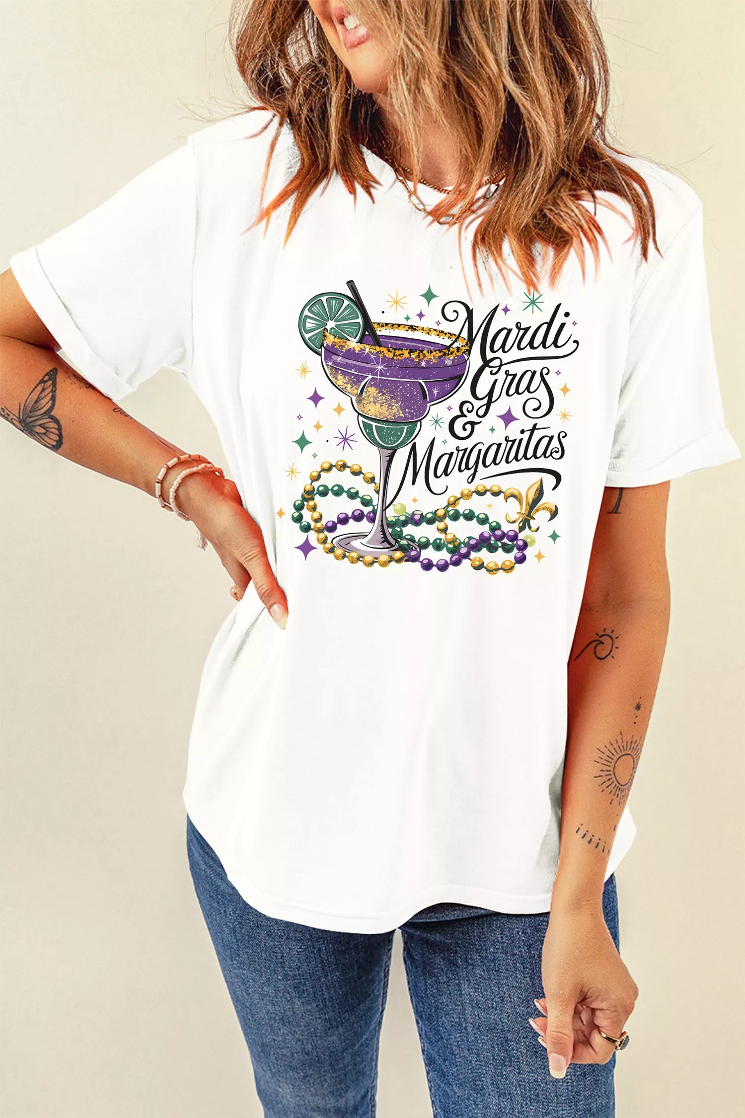 Mardi Gras Margaritas Cheerful Graphic Tee
