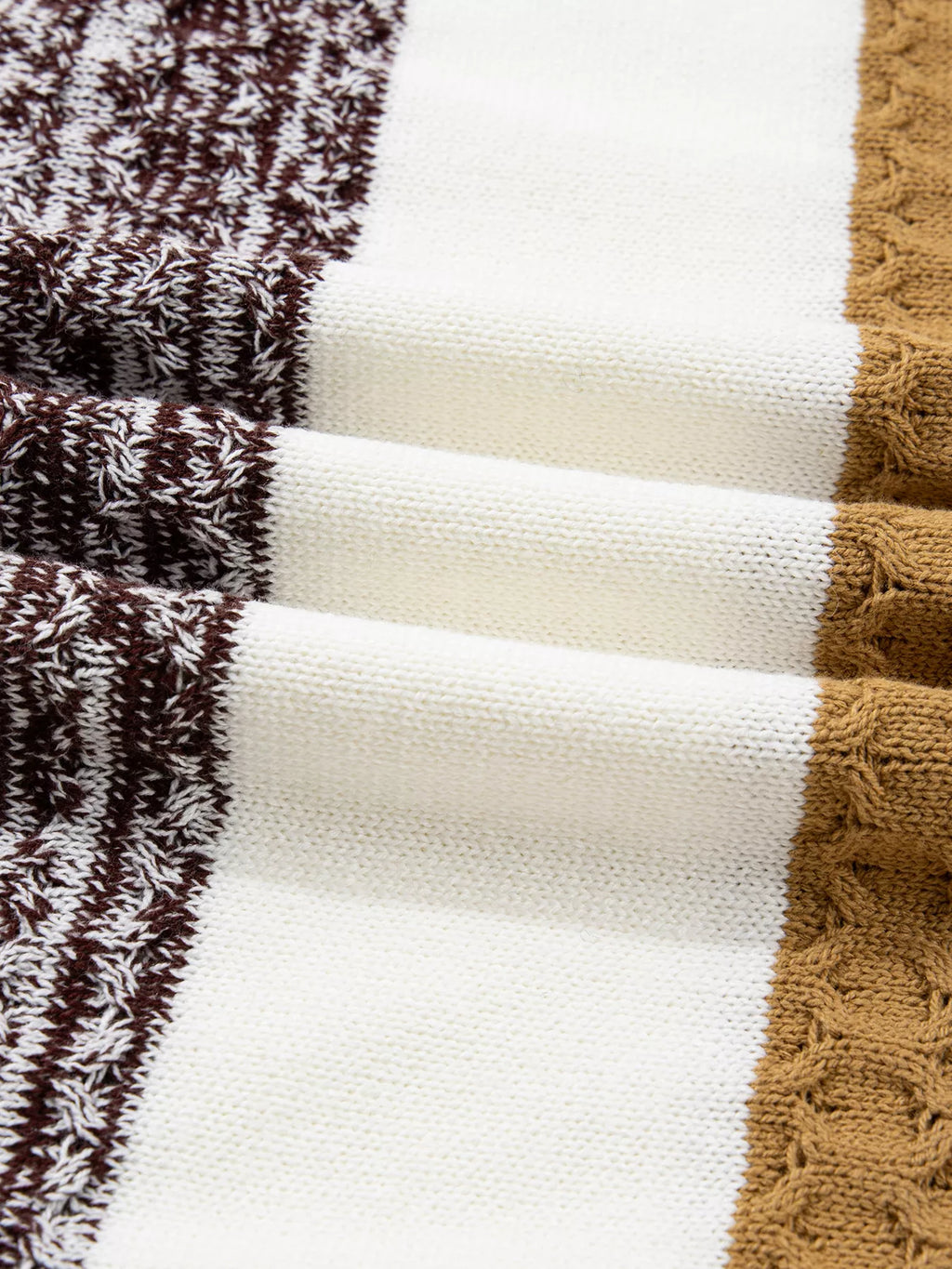 Mixed Texture Knit Striped Color Block Loose Sweater