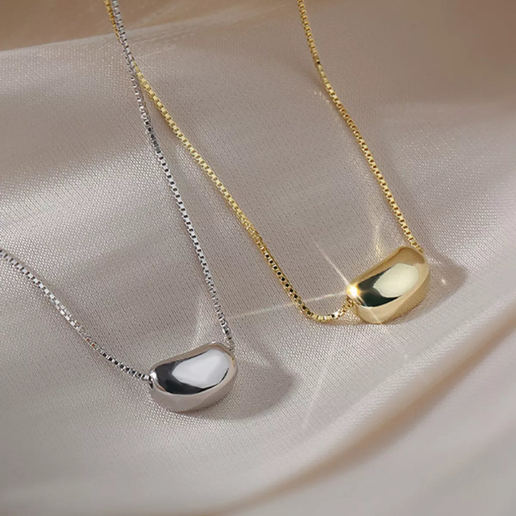 925 Sterling Silver Bean Pendant Necklace