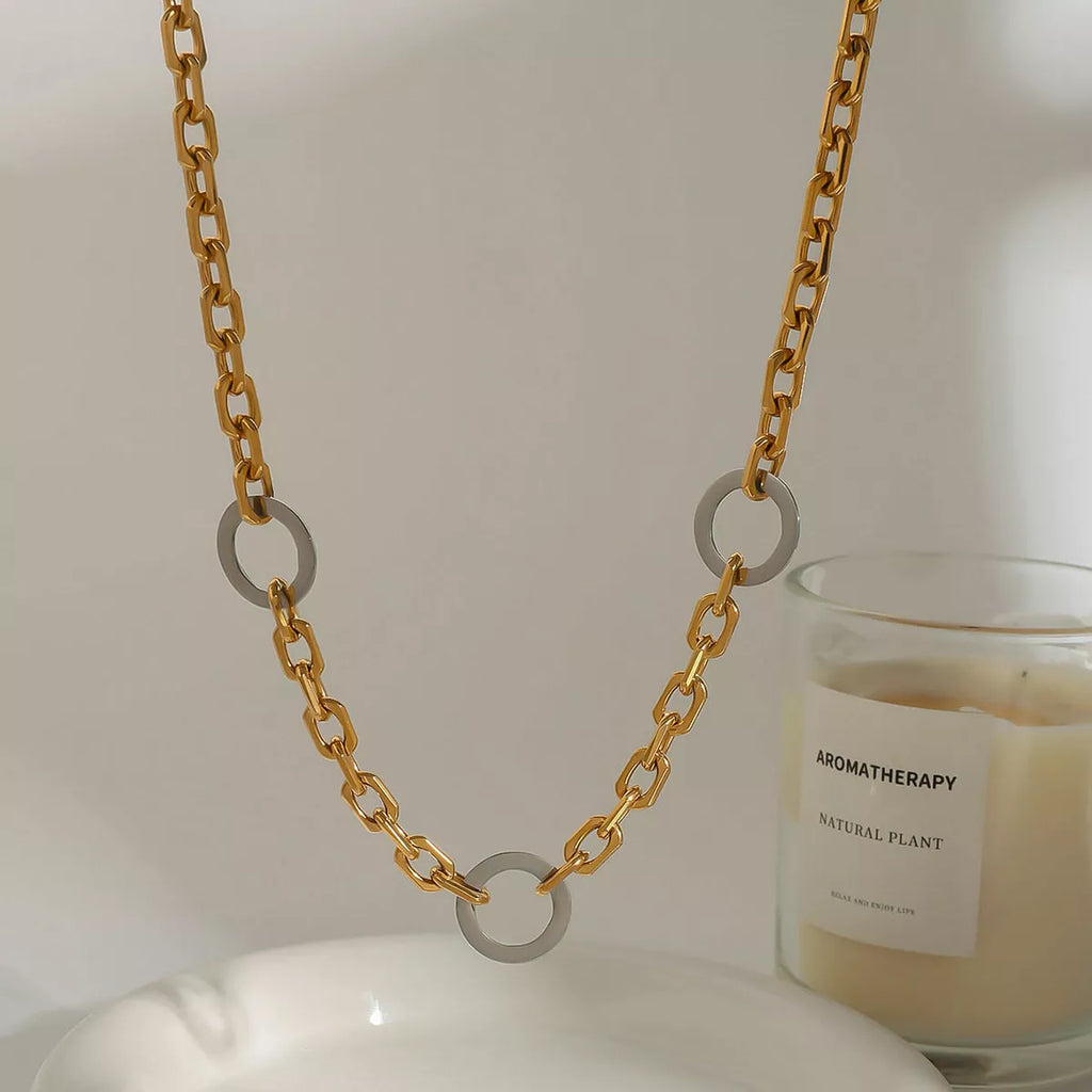 Stainless Steel Chain Link Circle Necklace
