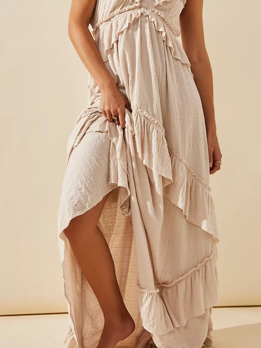 Ruffled Halter Neck Maxi Dress