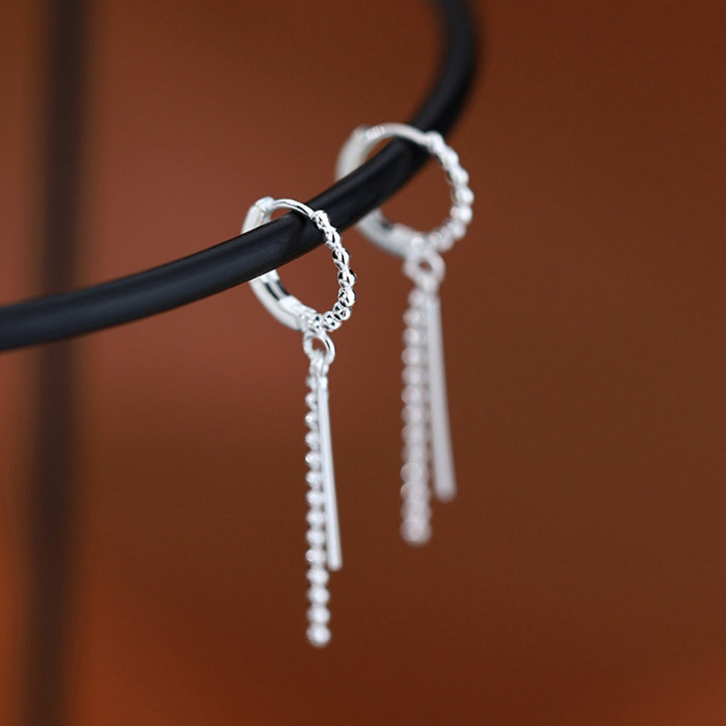 925 Sterling Silver Hoop Drop Earrings