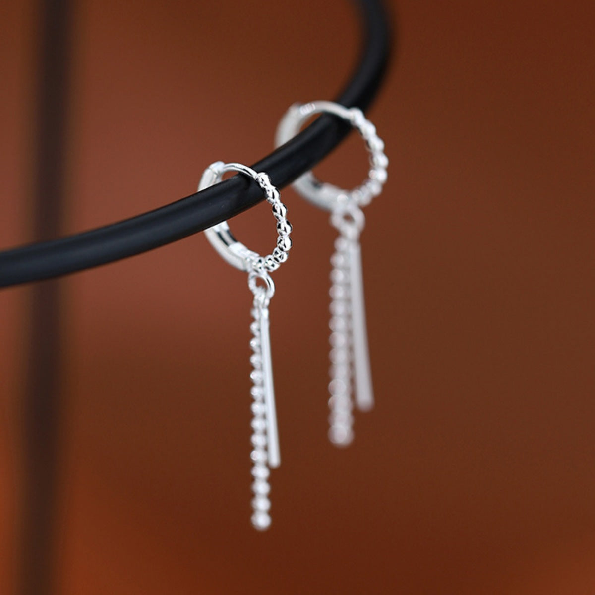925 Sterling Silver Hoop Drop Earrings