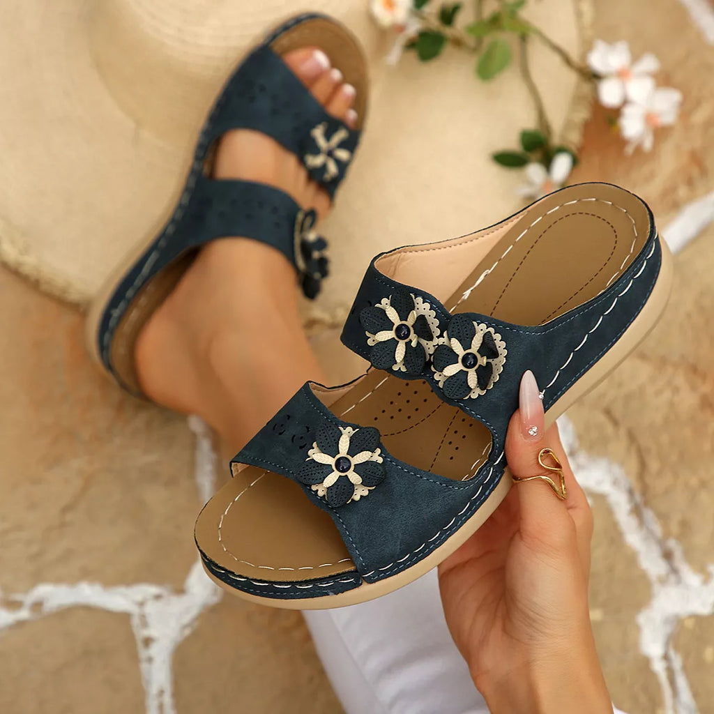 Floral Embellished Open Toe Sandals