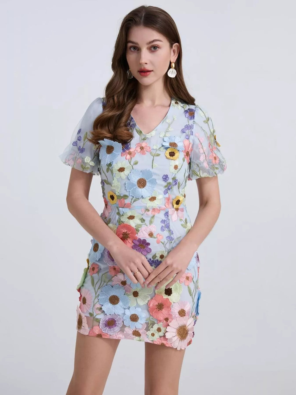 Floral Puff Sleeve Mini Dress