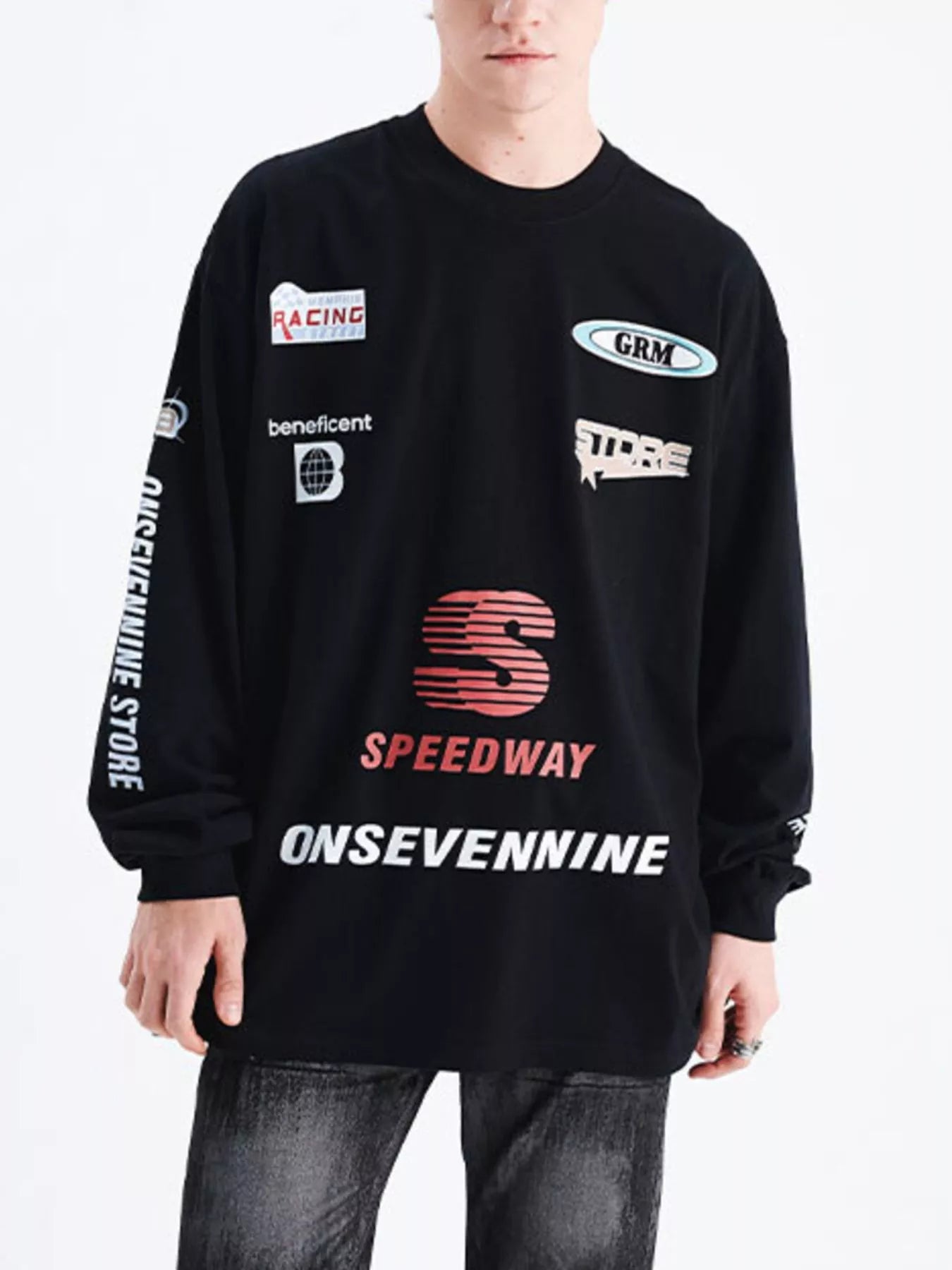 Men's Letter Round Neck Long Sleeve T-Shirt