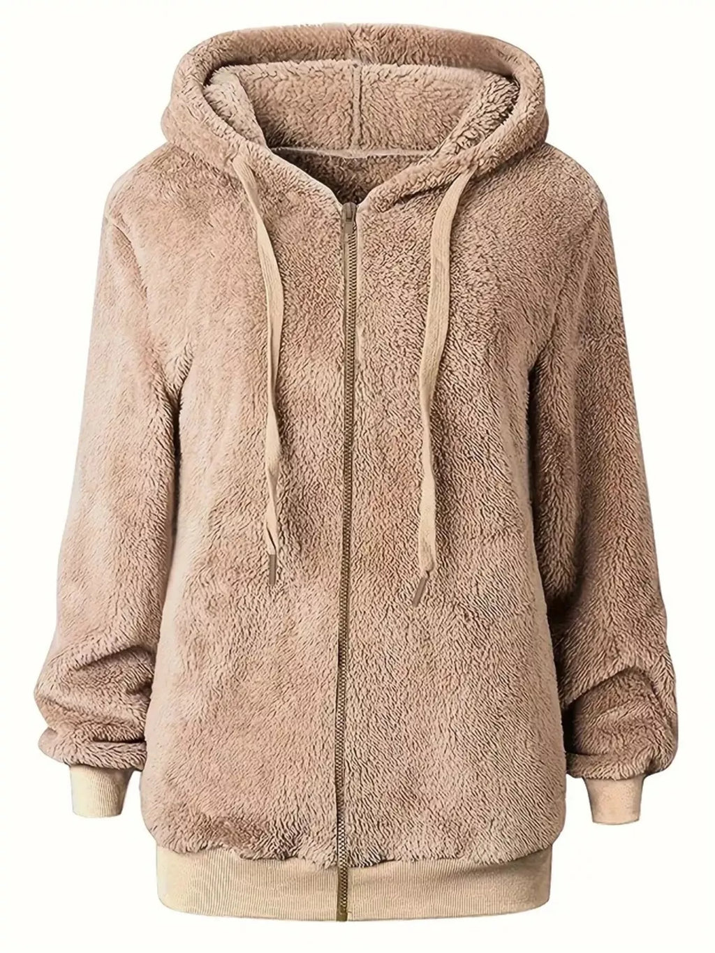 Fleece Zip-Up Drawstring Outerwear