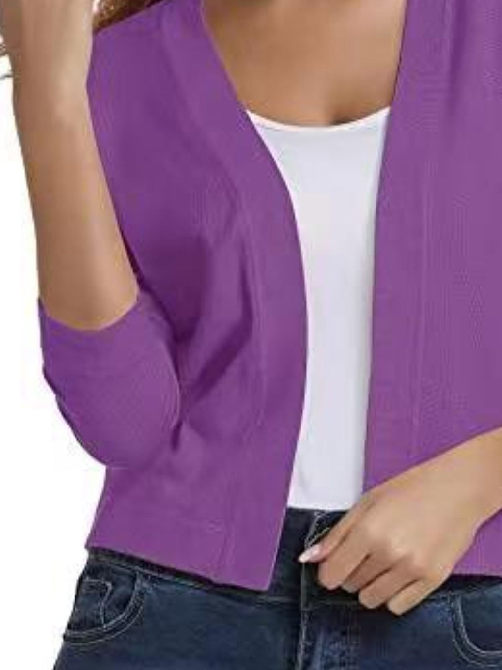 Viscose Blend Open Front Cardigan