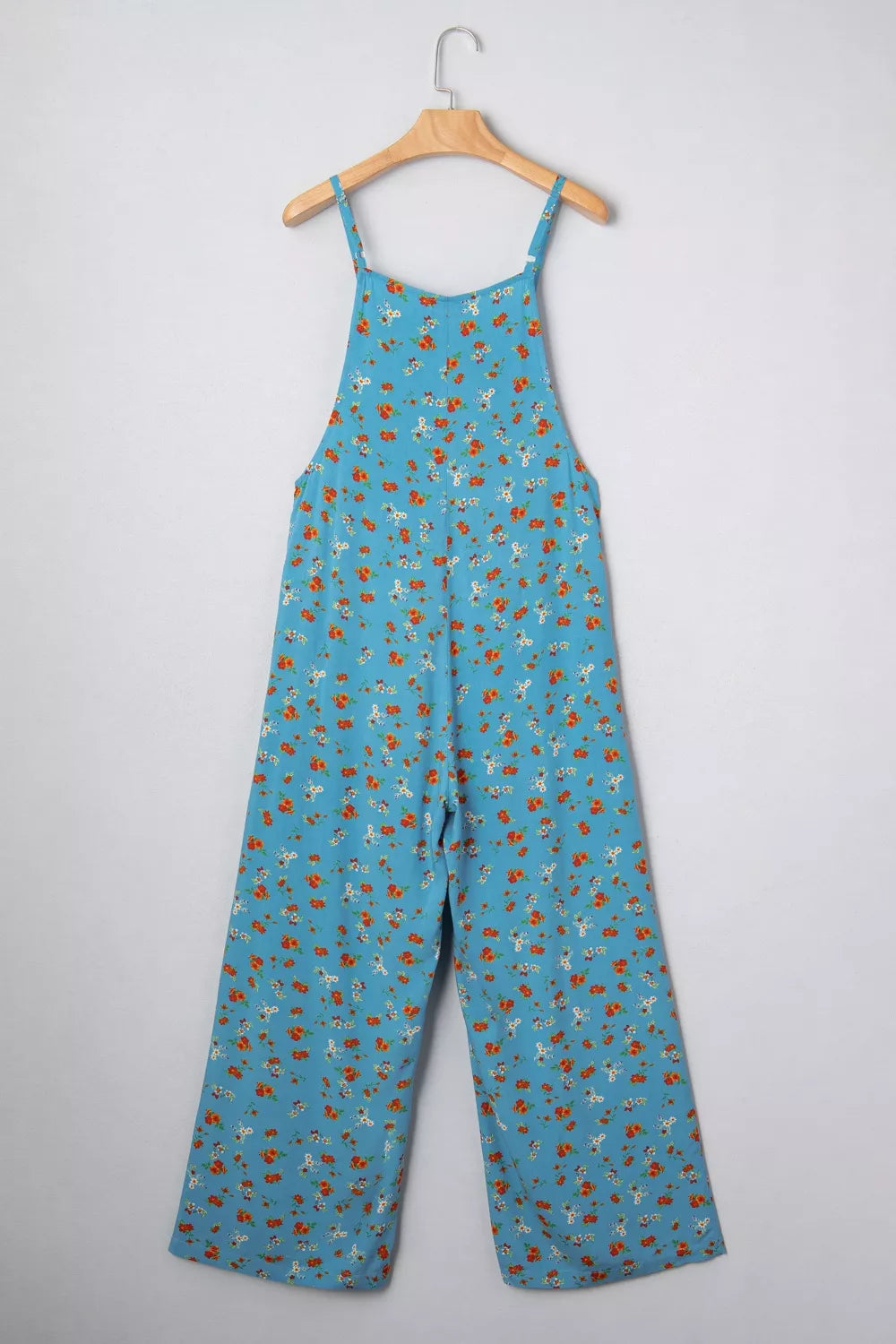 Floral Print Spaghetti Straps Loose Pocketed Jumpsuit