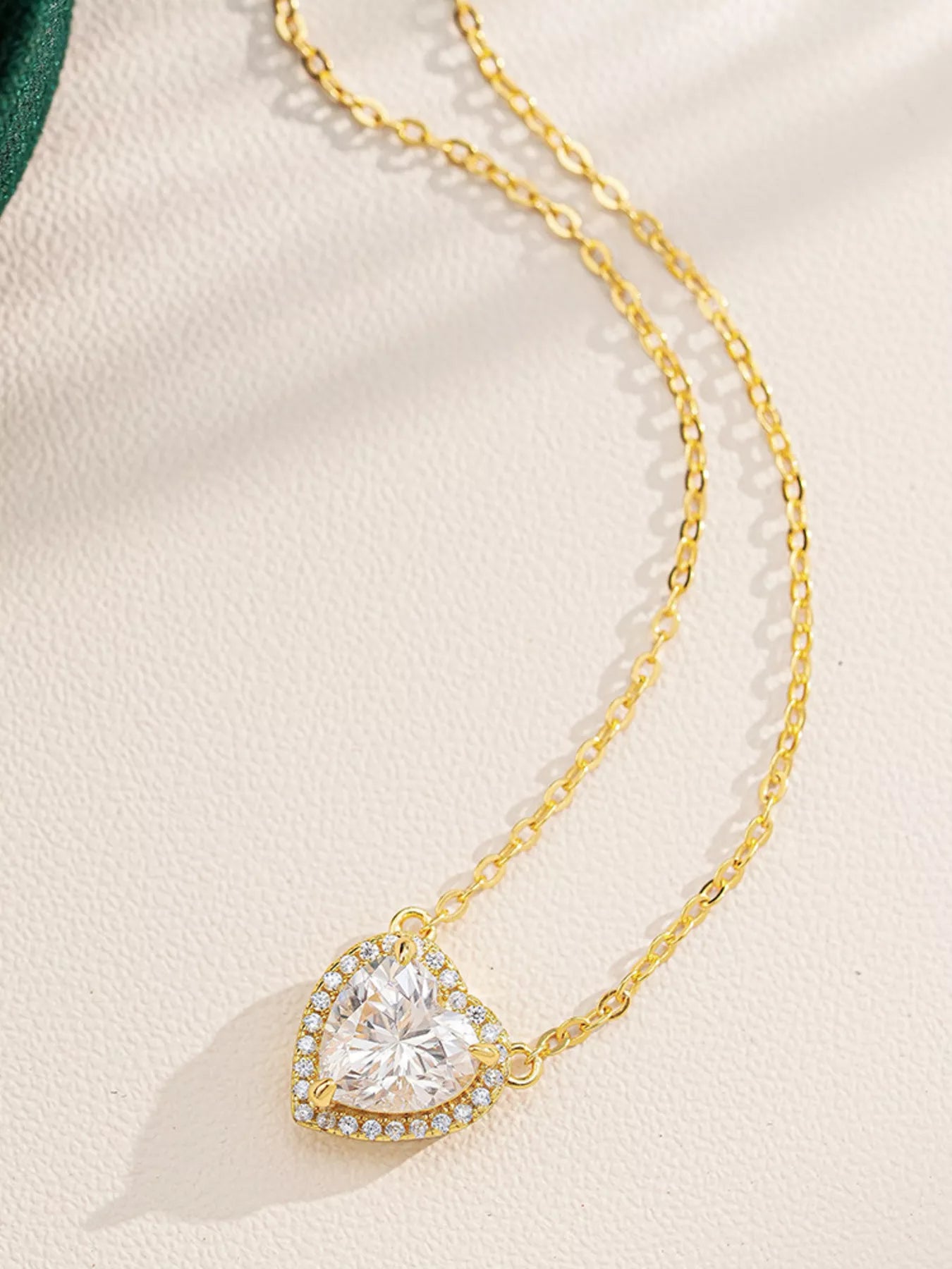 2 Carat 18K Gold-Plated Moissanite Heart Necklace