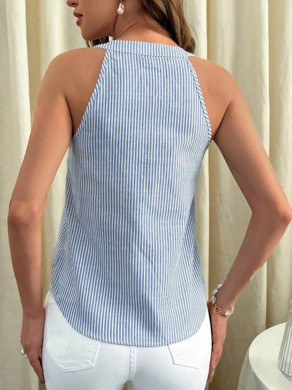 Striped Button Front Tank
