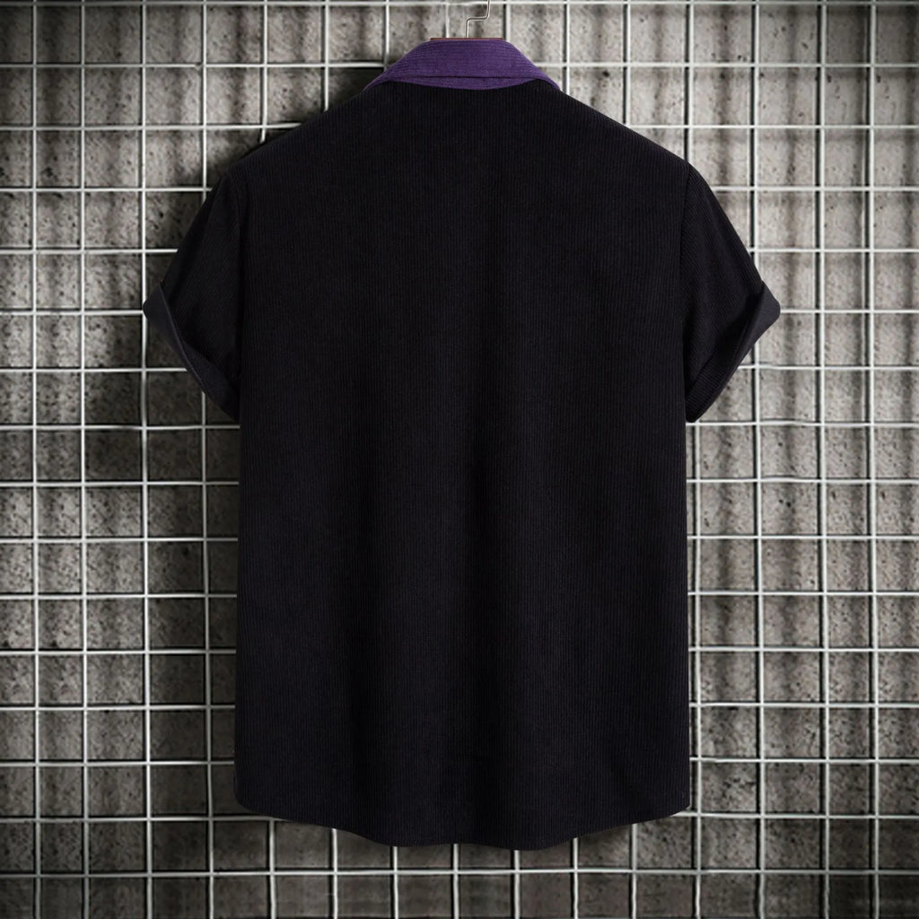 Men's Plus Size Classic Color Block Short Sleeve Shirt