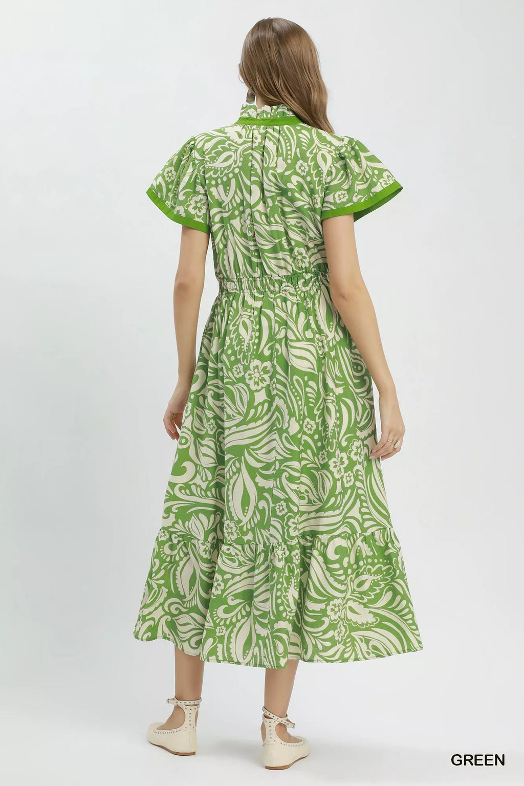 Umgee Paisley Print Midi Dress with Side Pockets