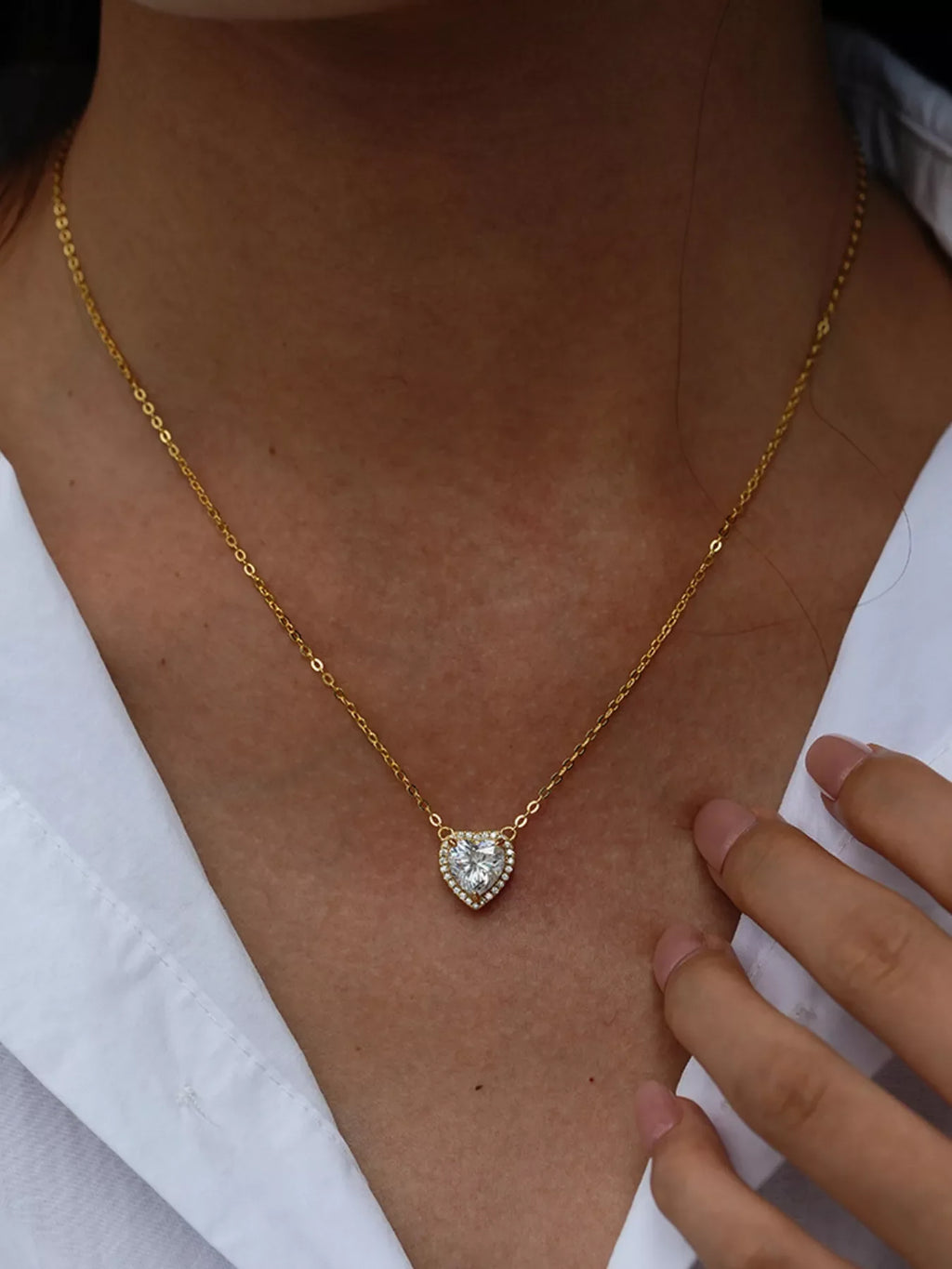 2 Carat 18K Gold-Plated Moissanite Heart Necklace