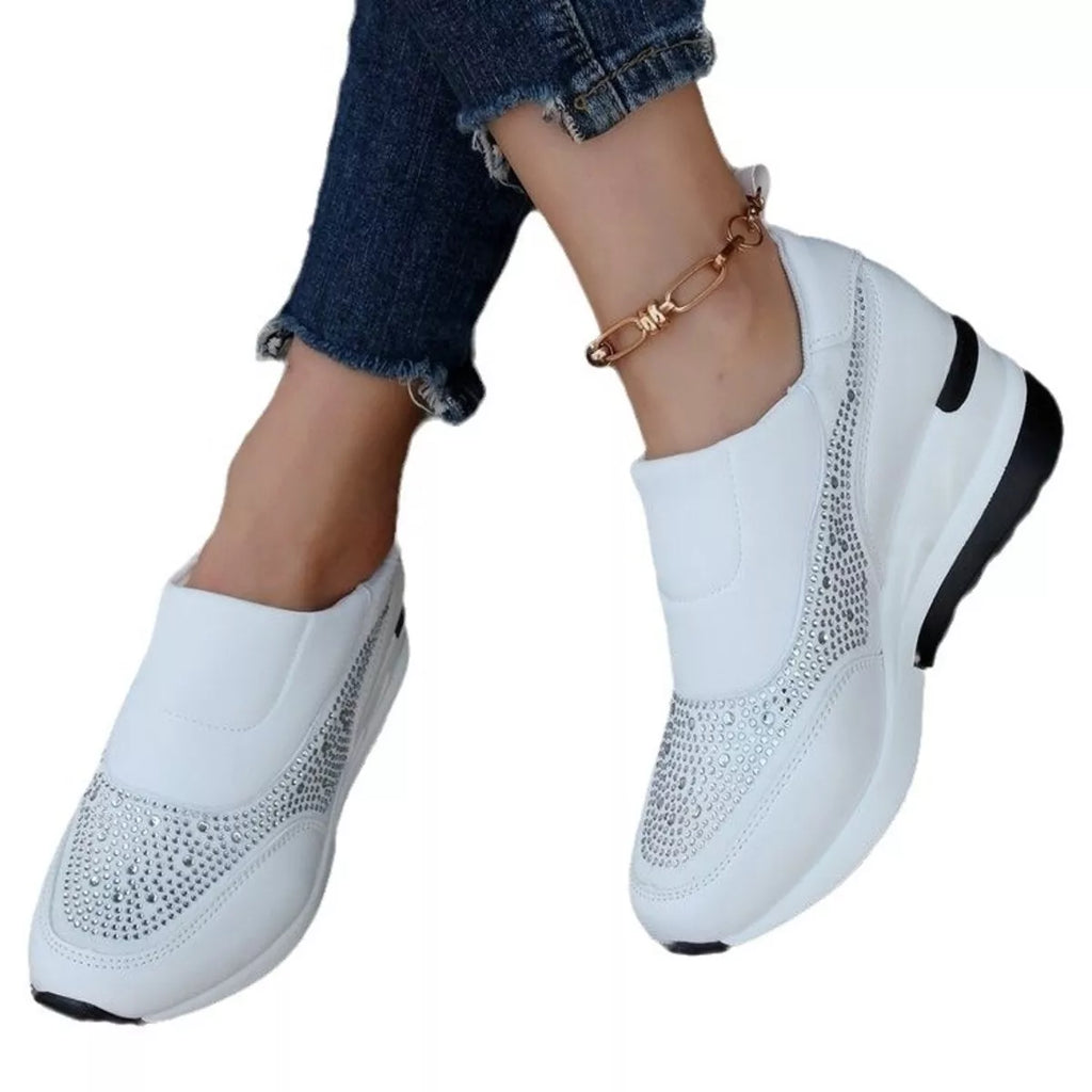 Rhinestone Embellished Wedge Sneakers
