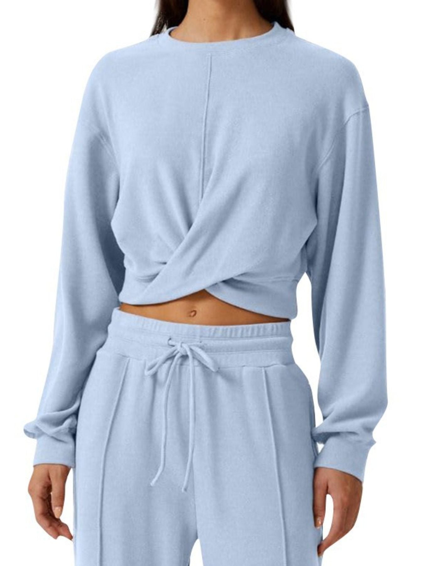 Twist-Front Long Sleeve Top and Pants Set