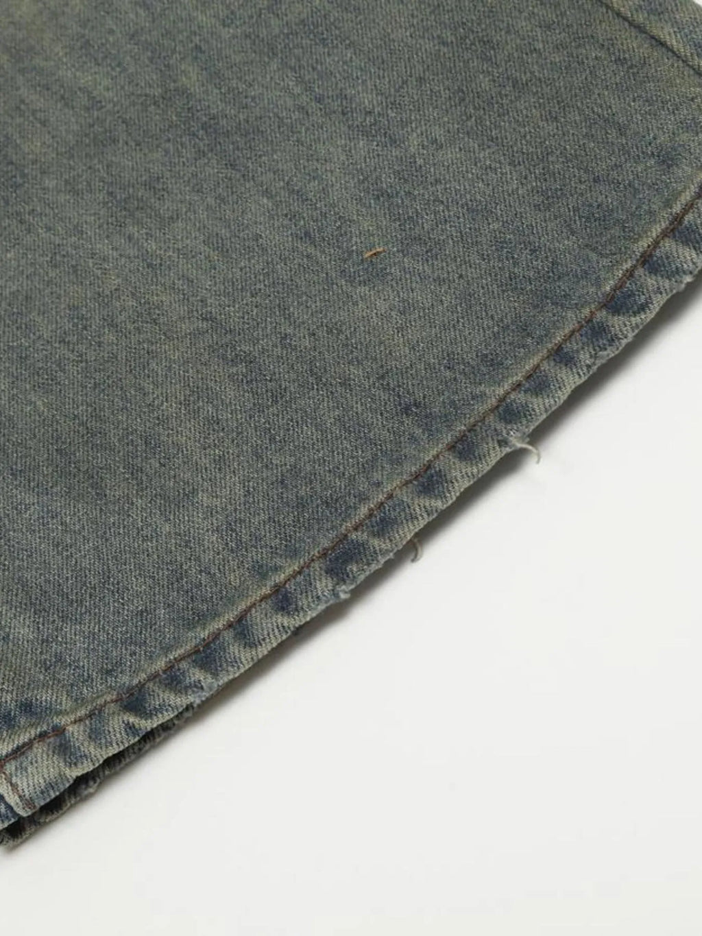 Men's Distressed Slim Bootcut Washed Jeans