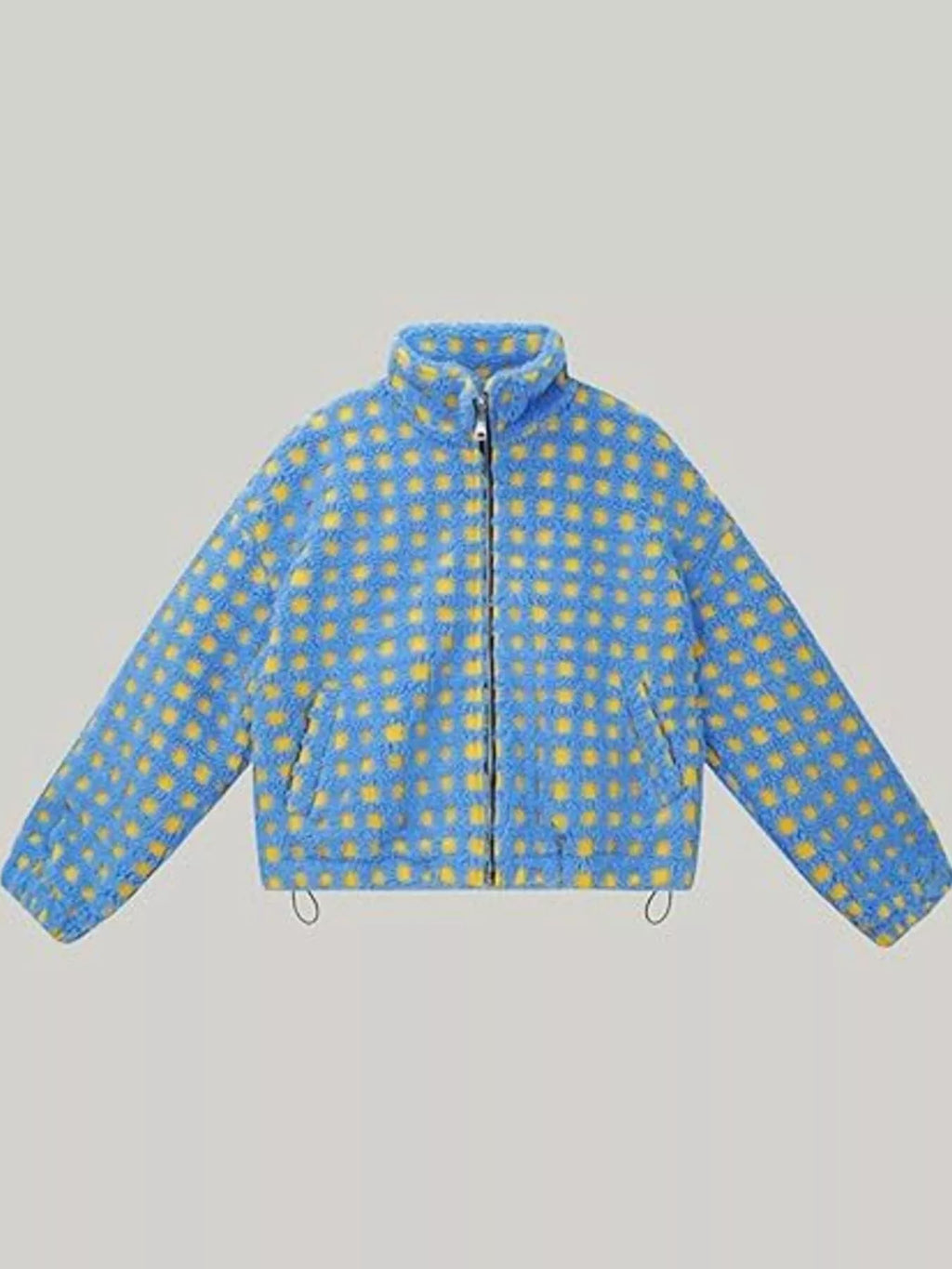 Plaid Zip Up Sherpa Jacket