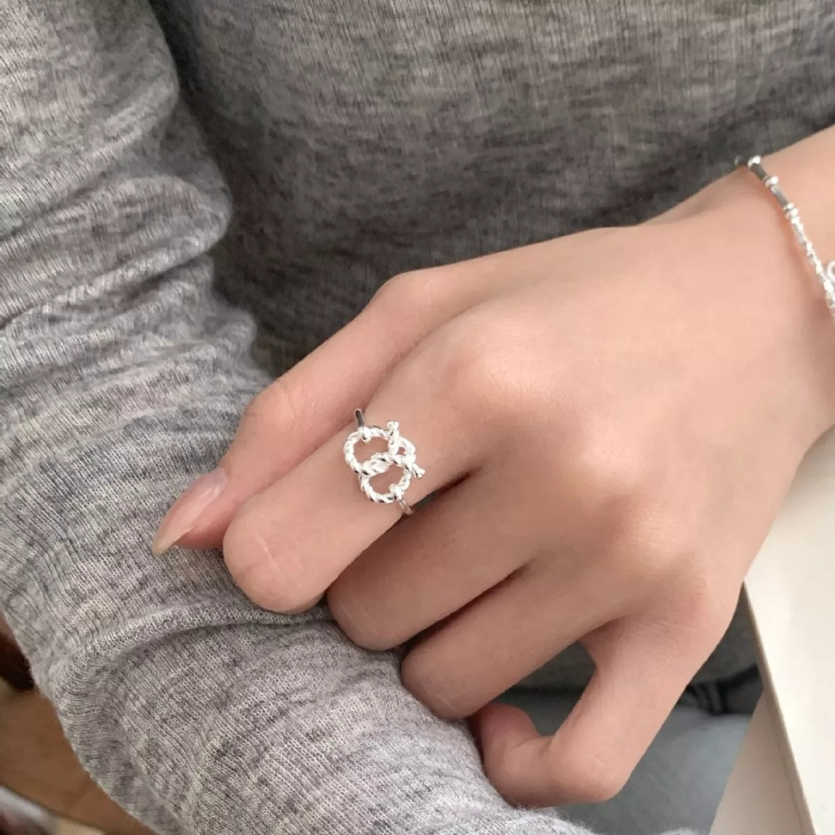925 Sterling Silver Heart Knot Ring