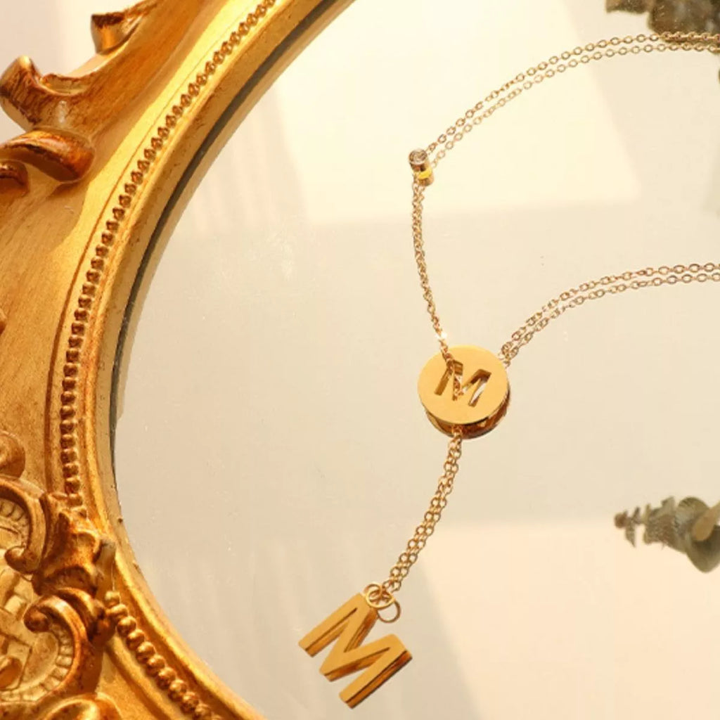 18K Gold-Plated Titanium Steel Letter Pendant Necklace