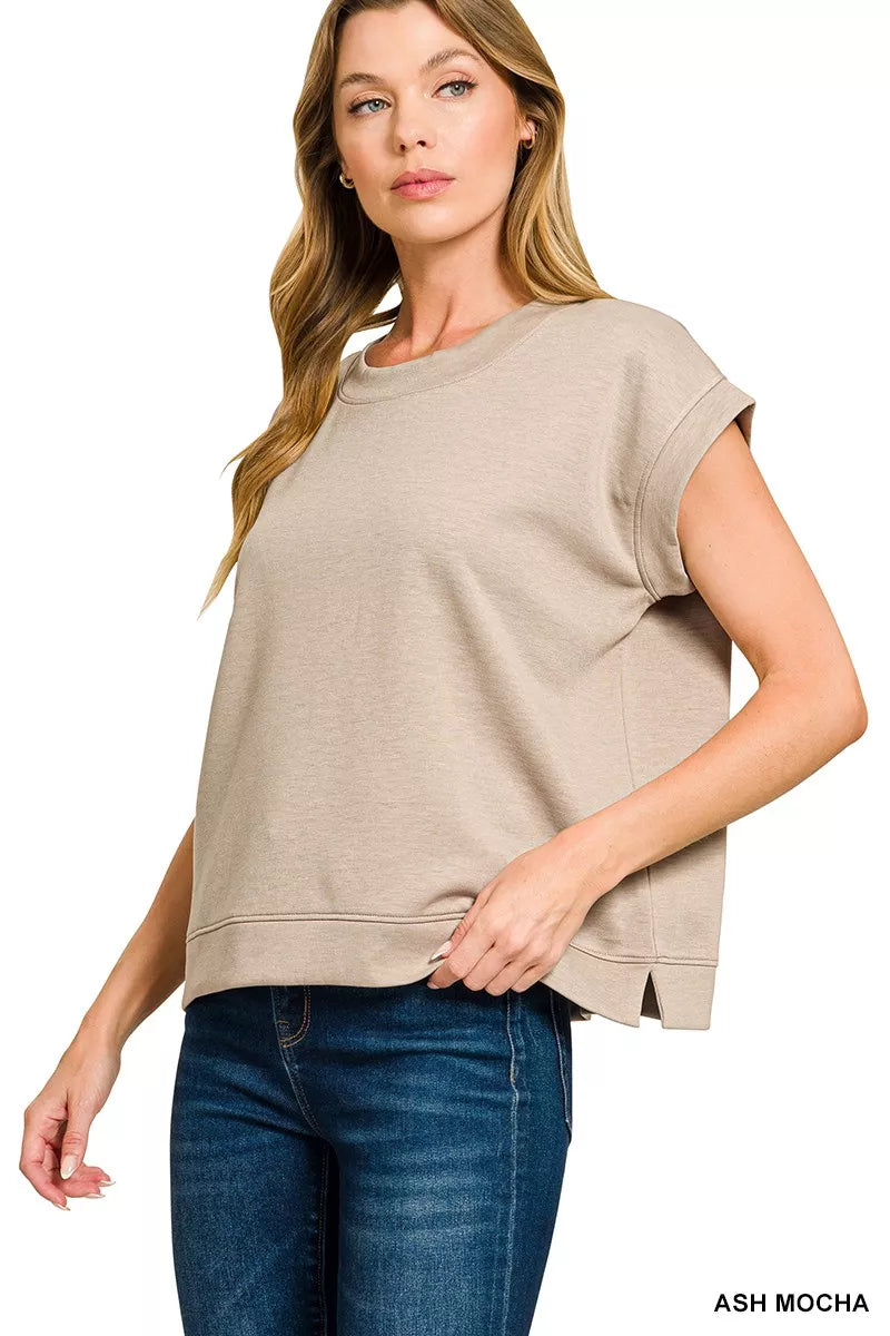 Zenana Scuba Short Sleeve Sweatshirts