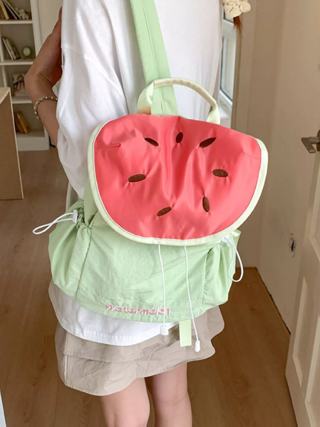 Watermelon Slice Drawstring Backpack Bag
