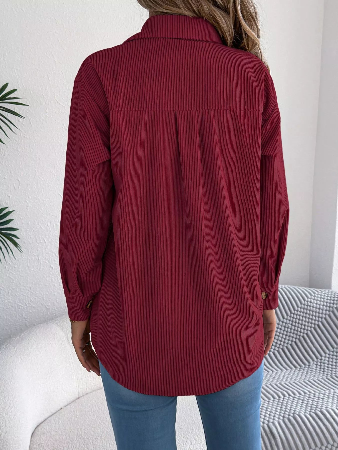 Casual Corduroy Button-Up Shacket