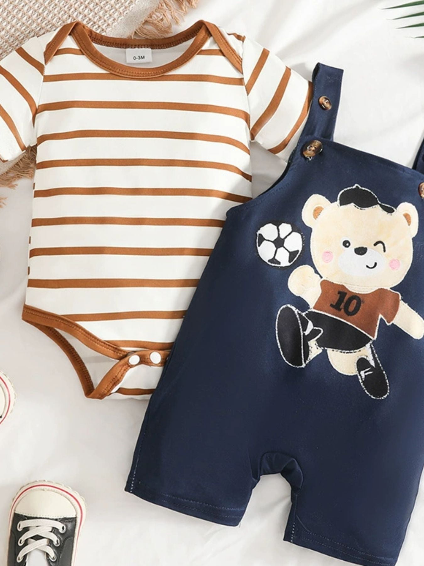 Children's Striped Bodysuit and Overalls Set