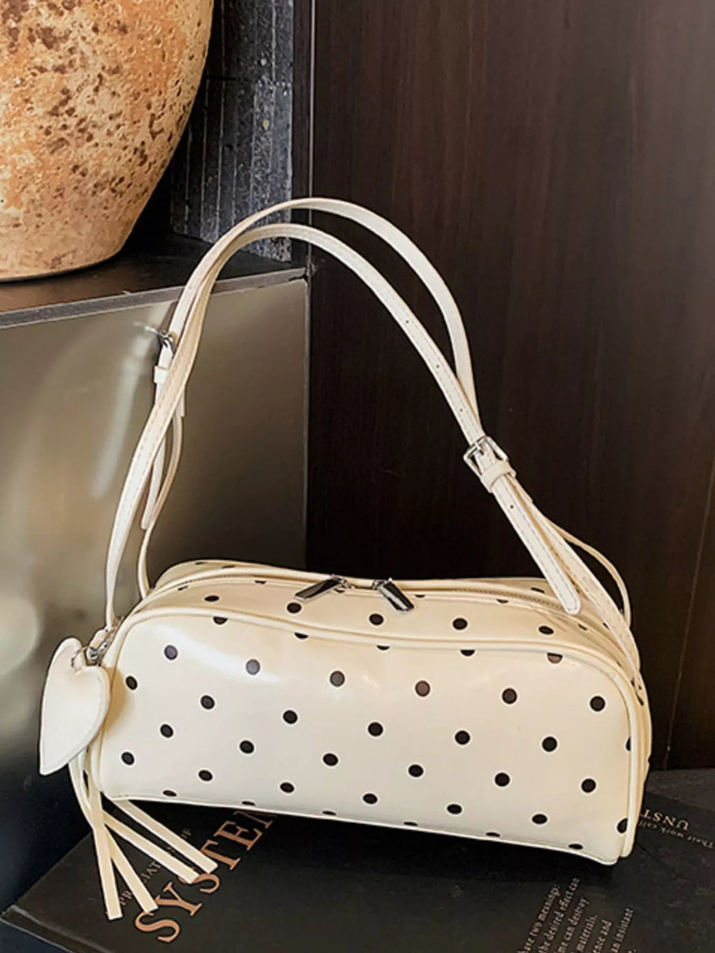 Polka Dot Leather Shoulder Bag