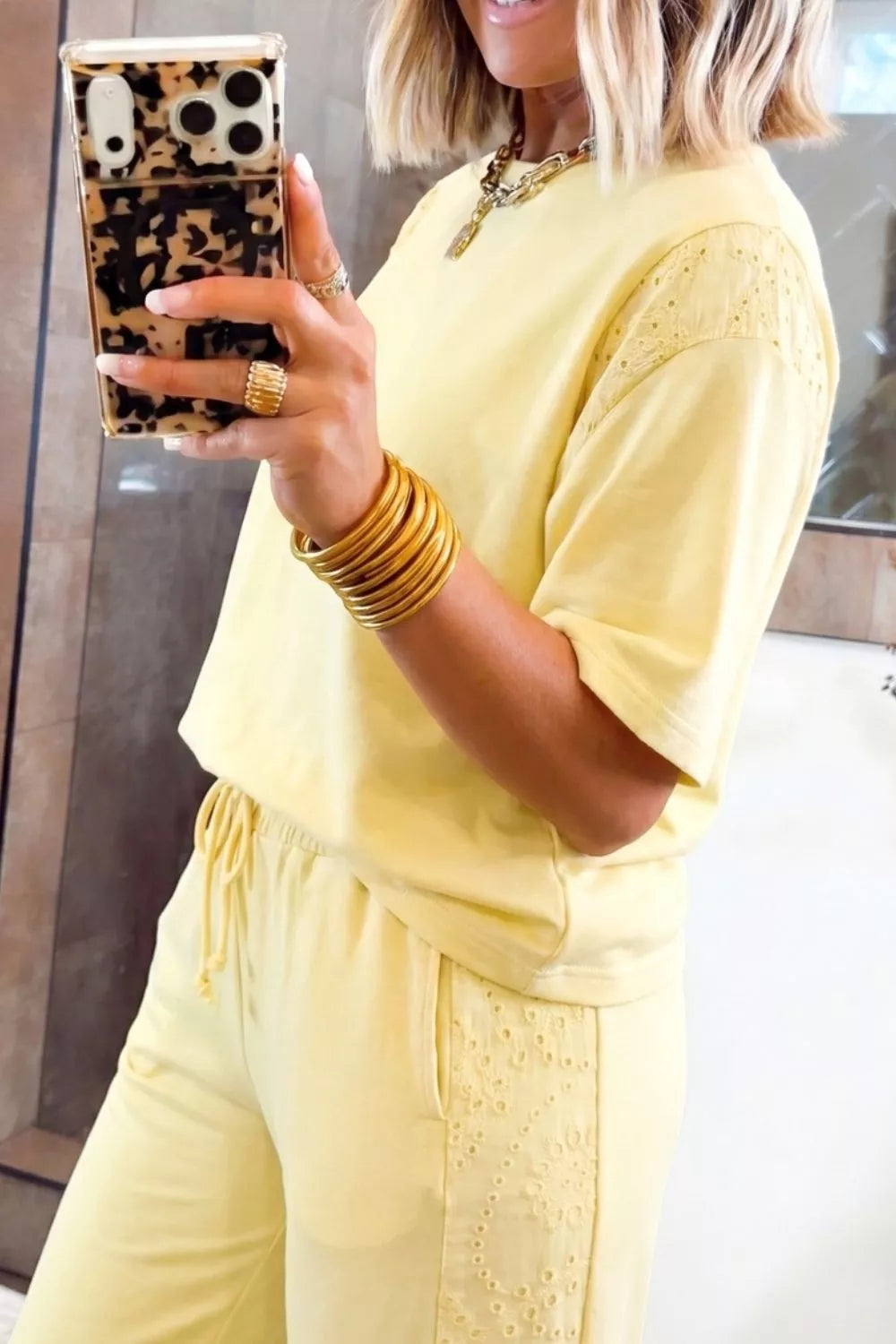 Half Sleeve Top and Drawstring Pants Set