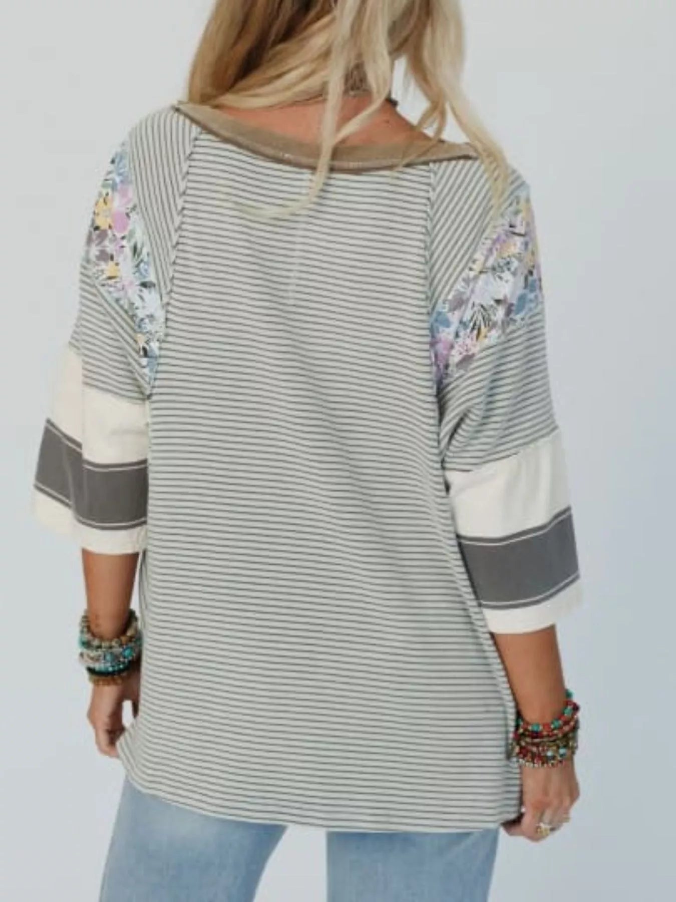 Striped Floral Long Sleeve T-Shirt