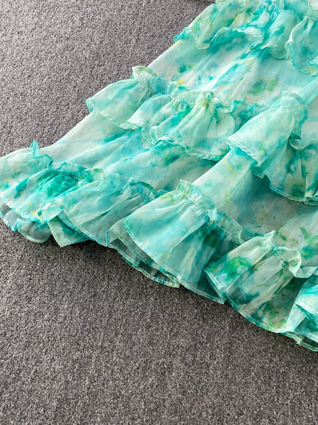 Floral Print Ruffle Hem Blouse and Skirt Set