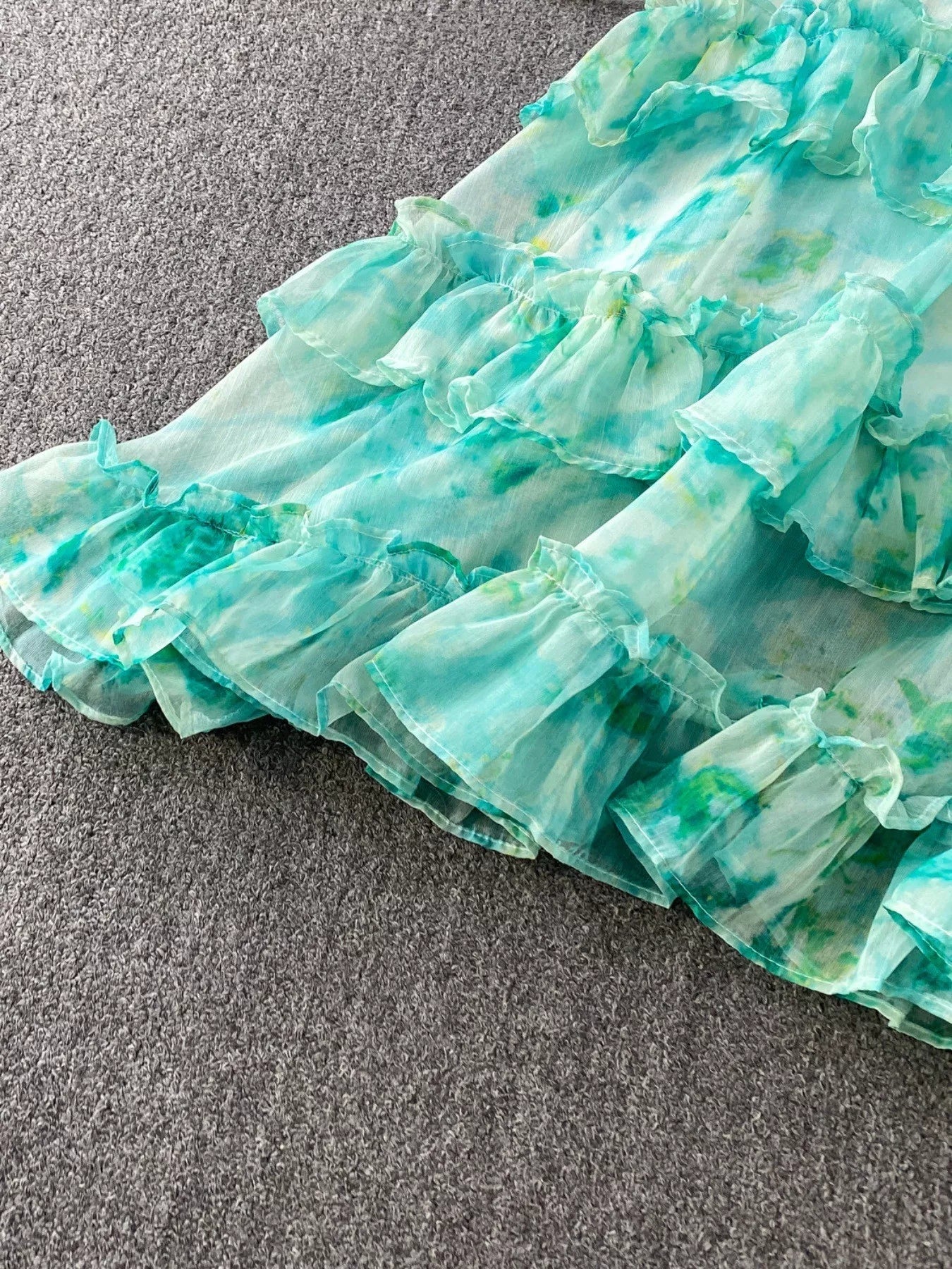 Floral Print Ruffle Hem Blouse and Skirt Set