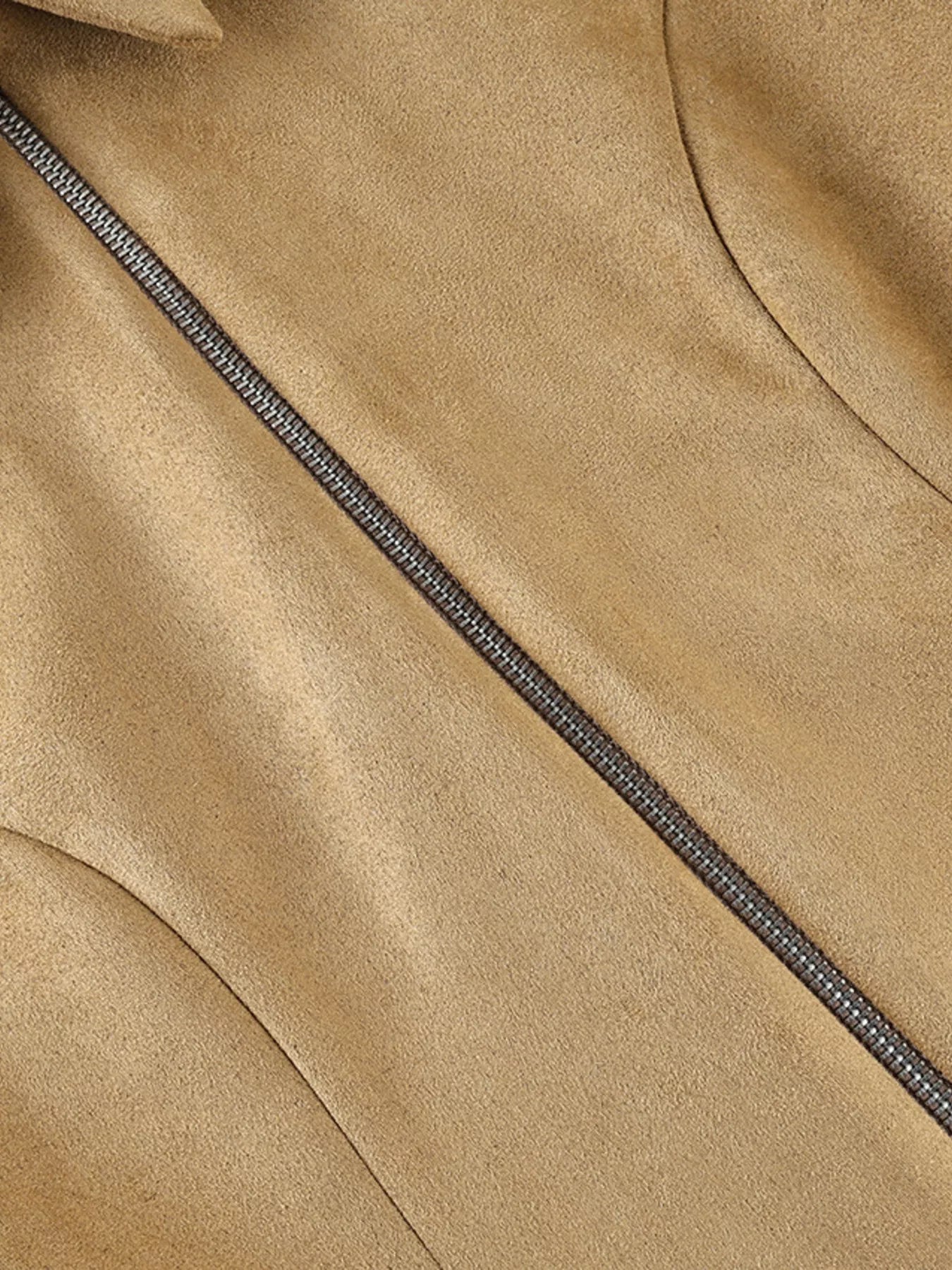Suede Zip-Up Fitted Jacket