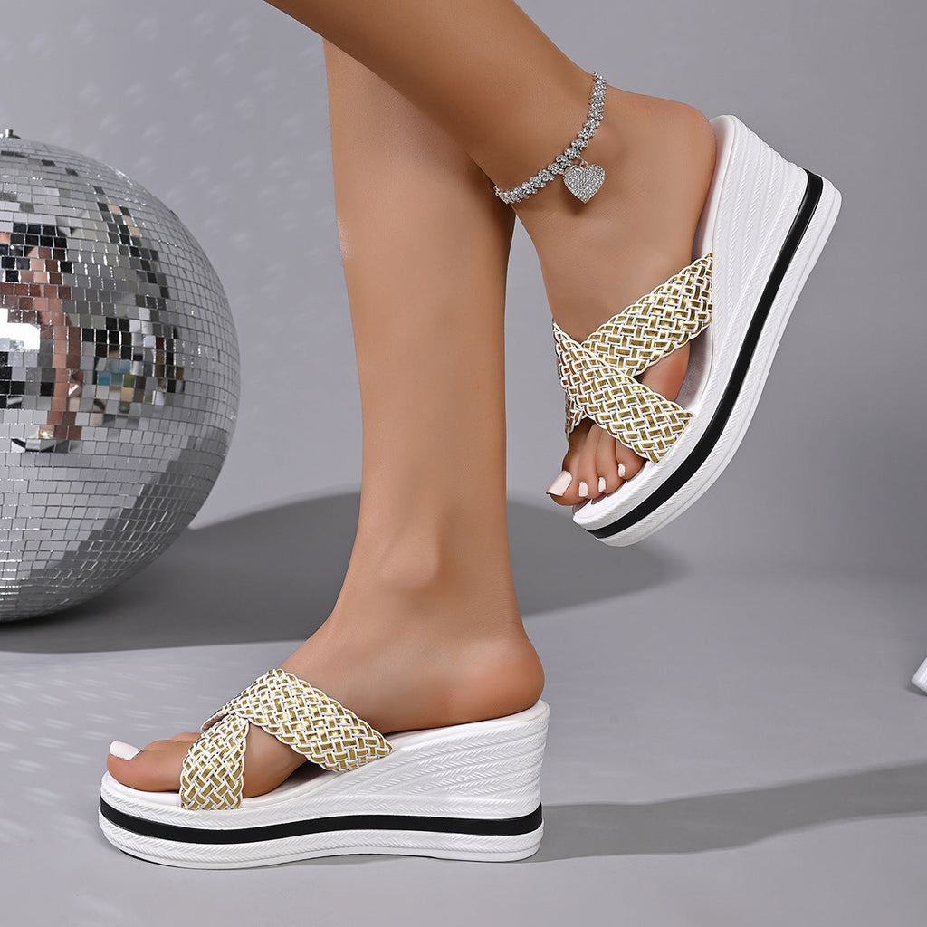 Woven Strap Wedge Sandals