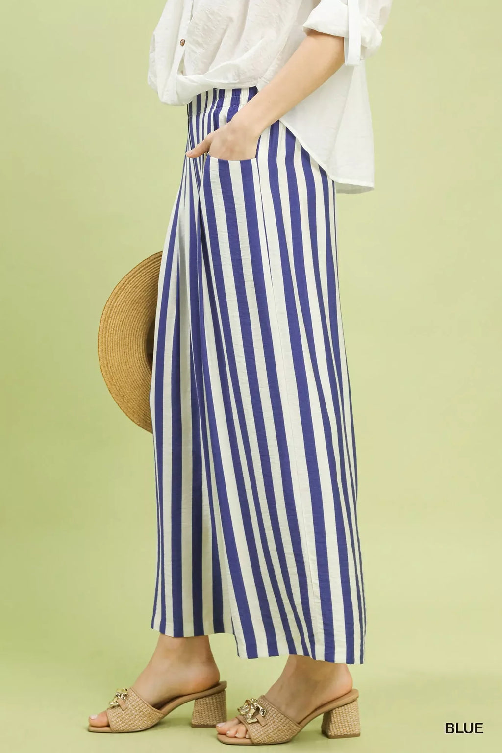 Umgee Vertical Stripe Wide Leg Pants