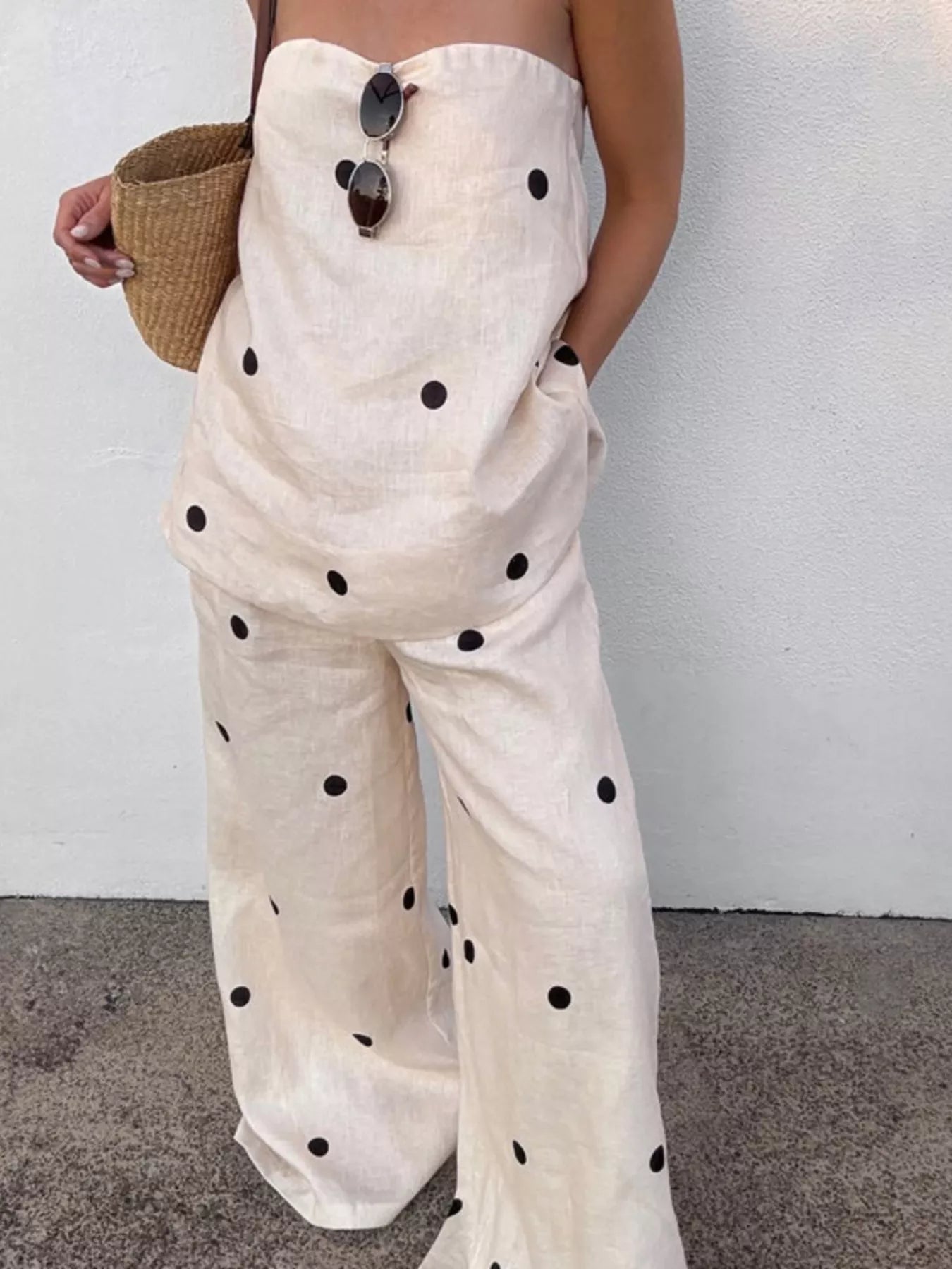 Polka Dot Tube Top and Pants Set