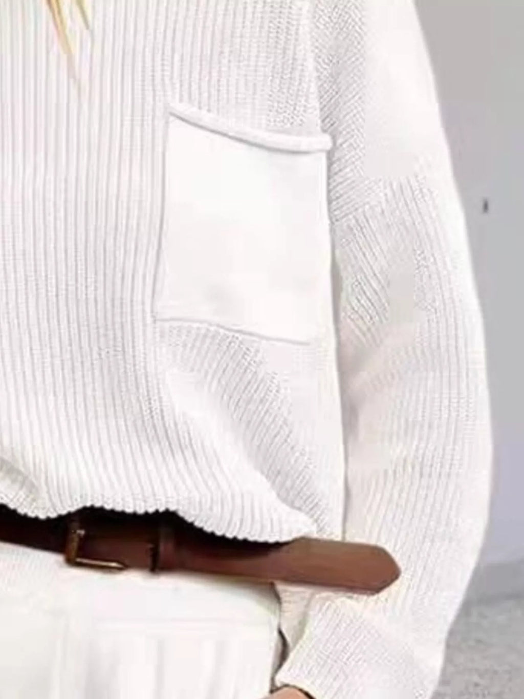 Pocket Detail Dropped Shoulder Sweater