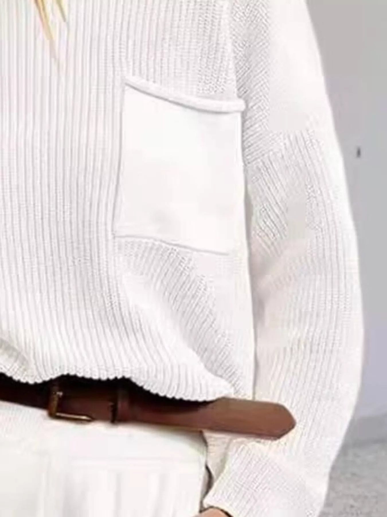 Pocket Detail Dropped Shoulder Sweater