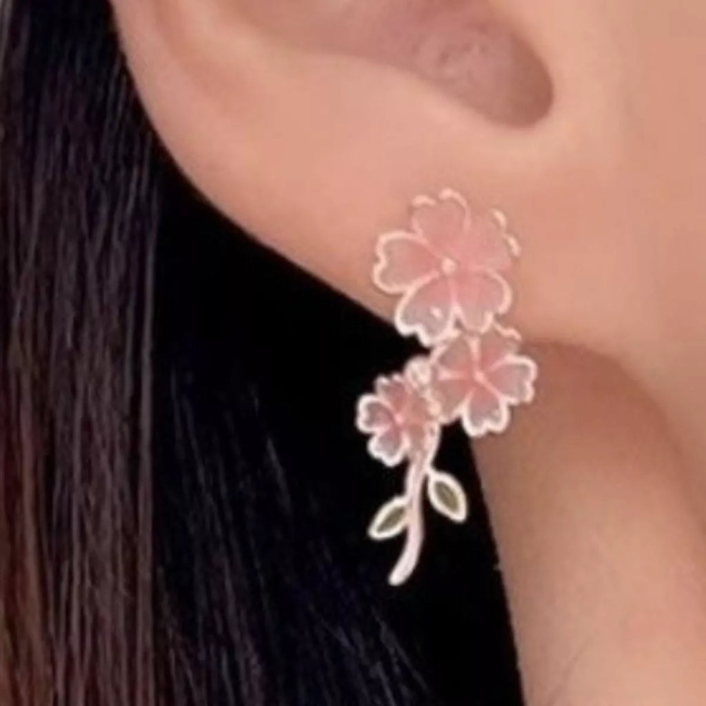 Asymmetrical Flower Drop Earrings