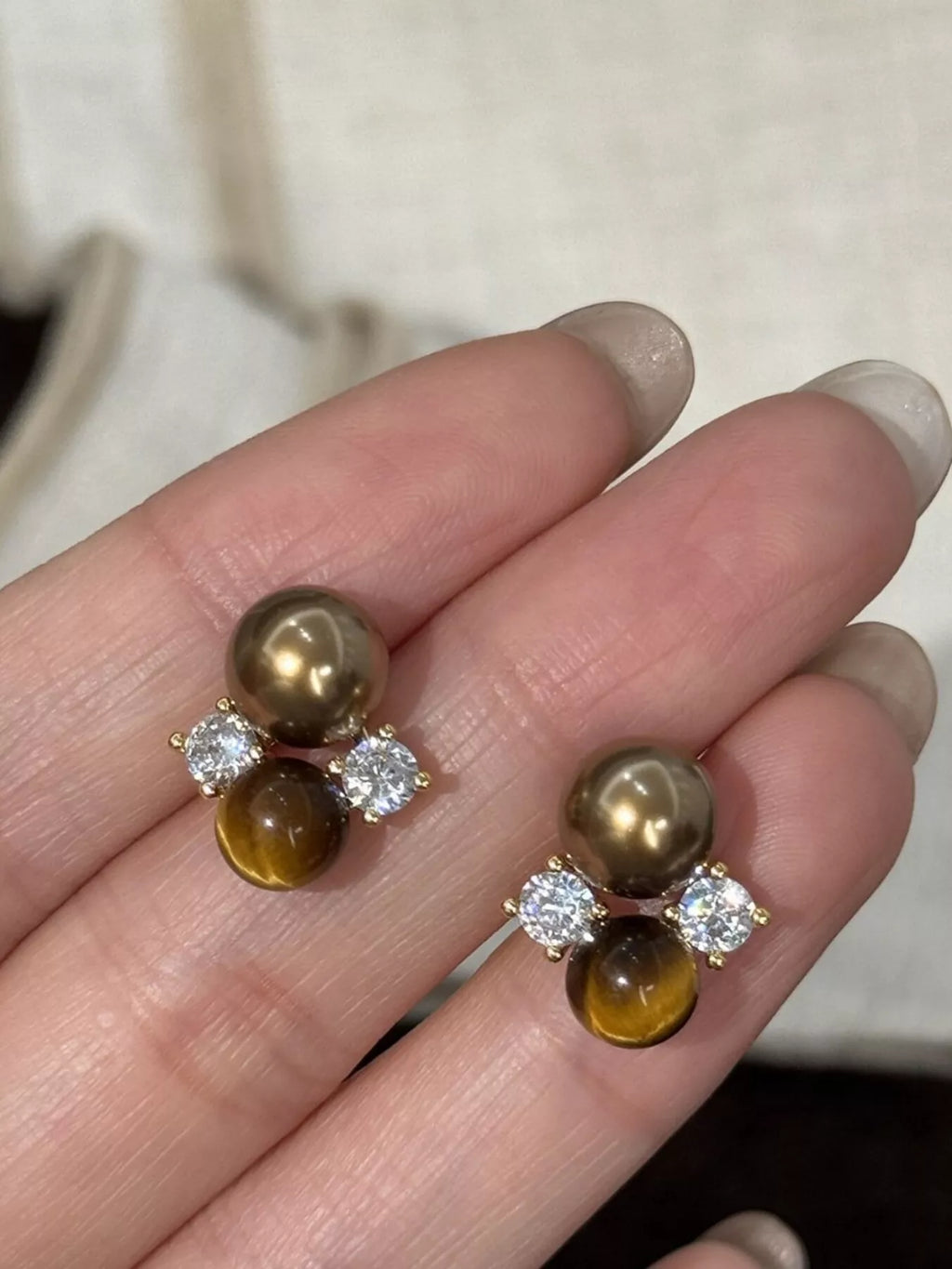 Tiger Eye Stud Earrings