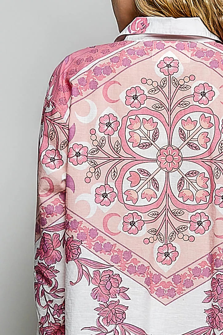 POL Printed Floral Button Down Shirt